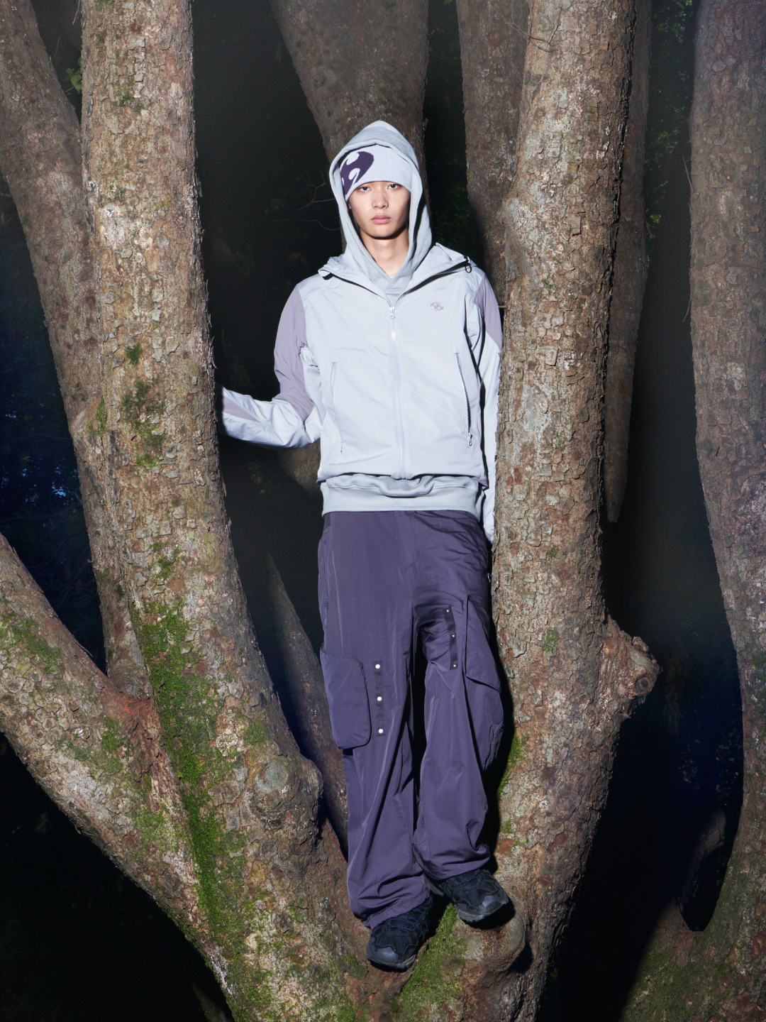 Sansan Gear Fleece Jacket Brown, Sansan Gear Double Adjust Pants Purple Grey 착용 스타일 - 8