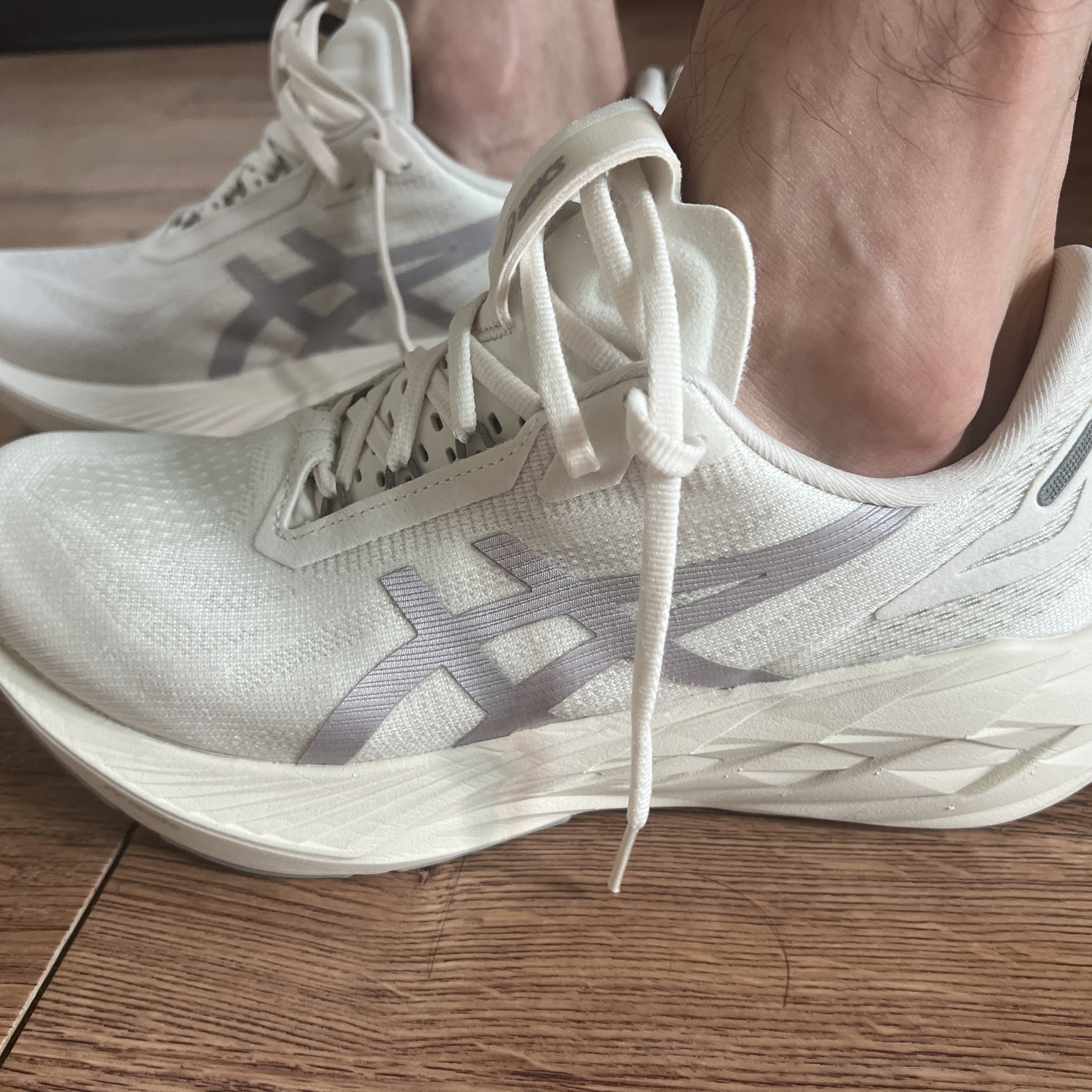 Asics Novablast 4 LE Birch Moonrock 착용 스타일 - 1