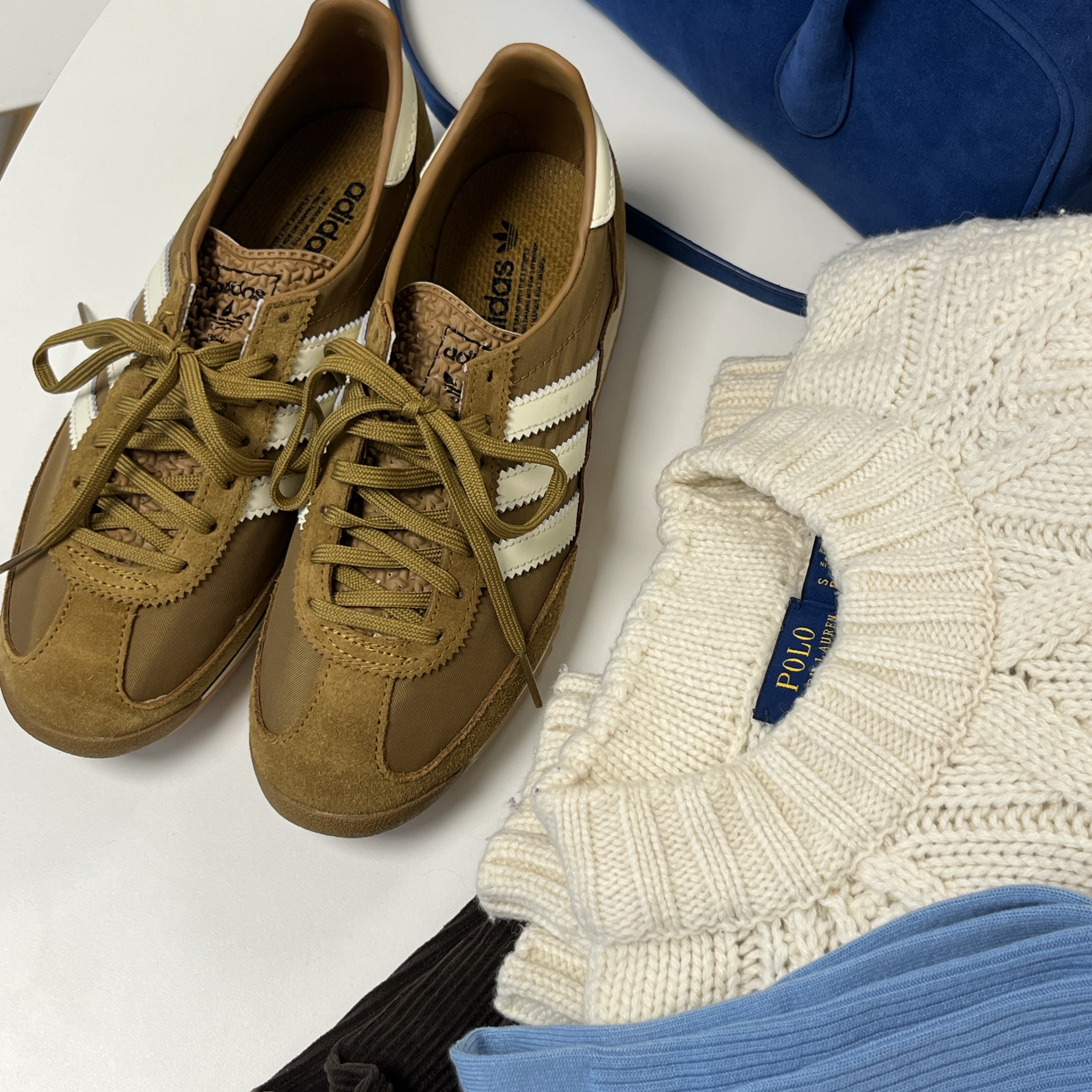 (W) Adidas SL 72 OG Bronze Strata Cream White 착용 스타일 - 1