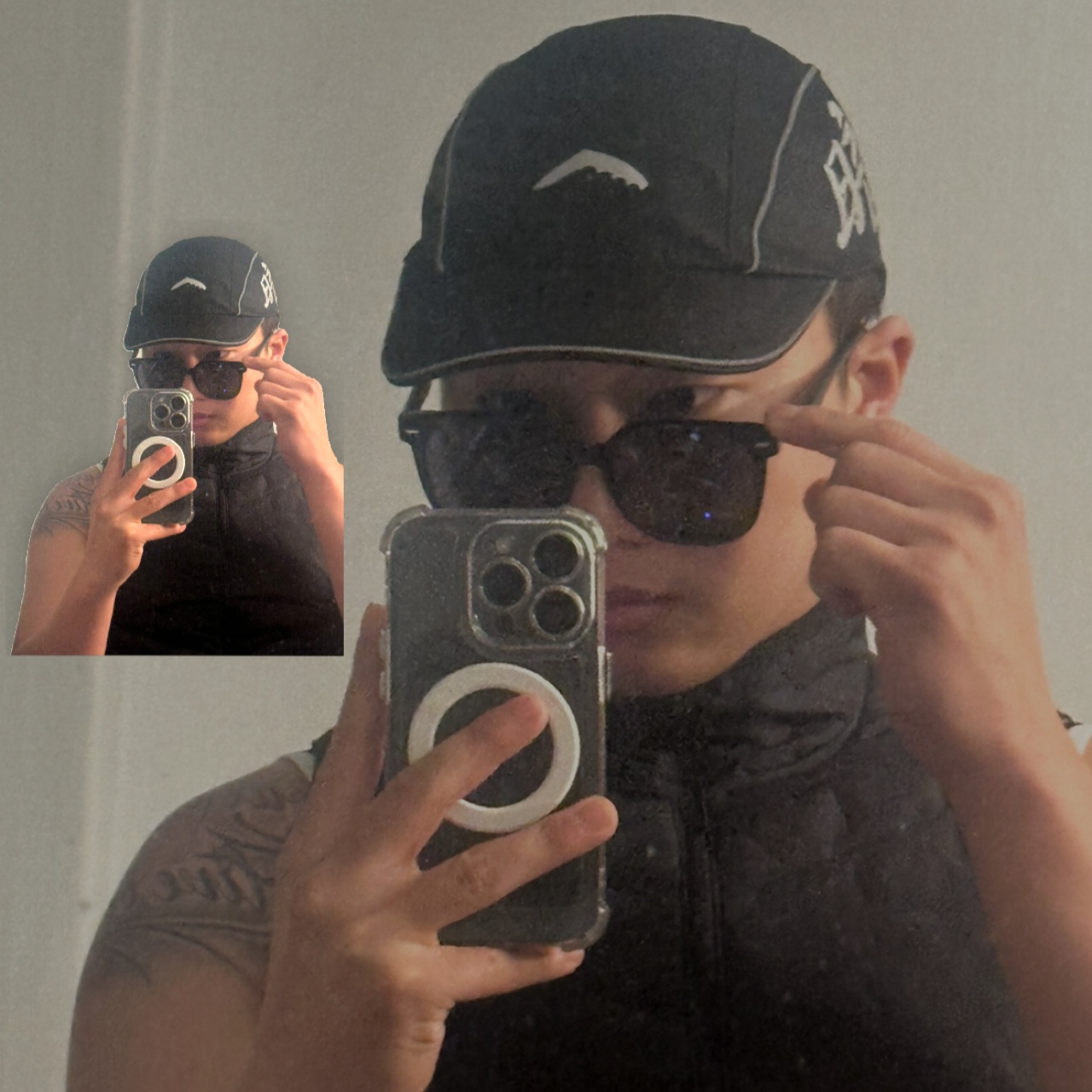 Darkr8m Studio x Hardhitters Refelective Running Cap Black 착용 스타일