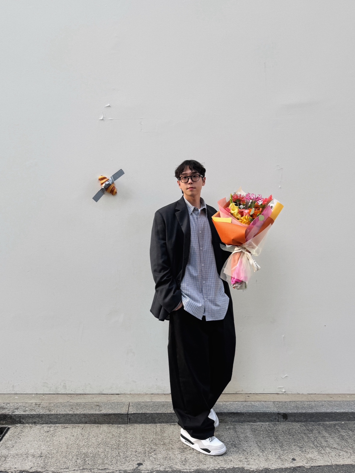 STU Destroyed Diagonal Blazer Black, STU Destroyed Check Blazer Dark Grey 착용 스타일 - 6