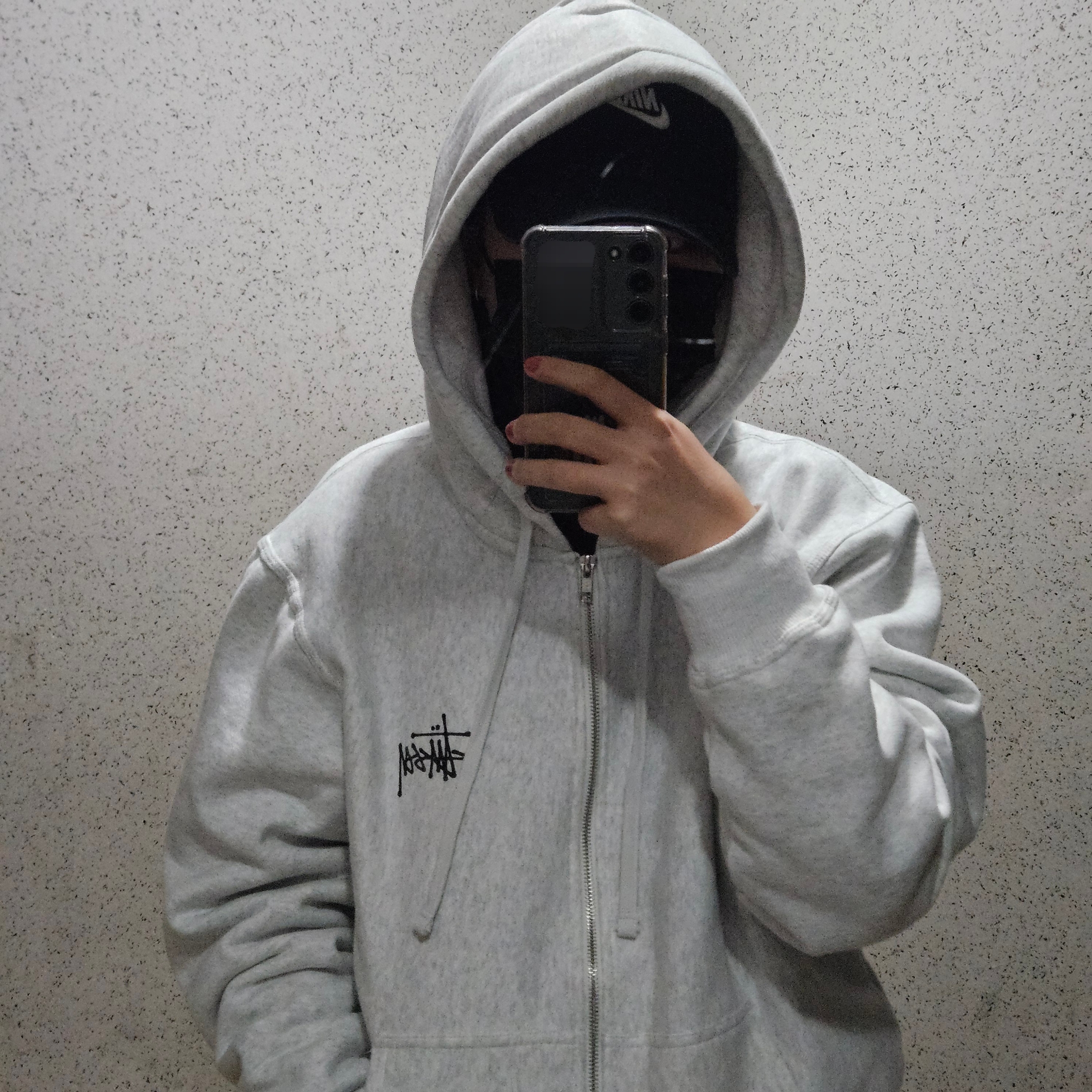Stussy Basic Stussy Zip Hoodie Ash Heather, Nike Heritage 86 Futura Washed Cap Black White 착용 스타일