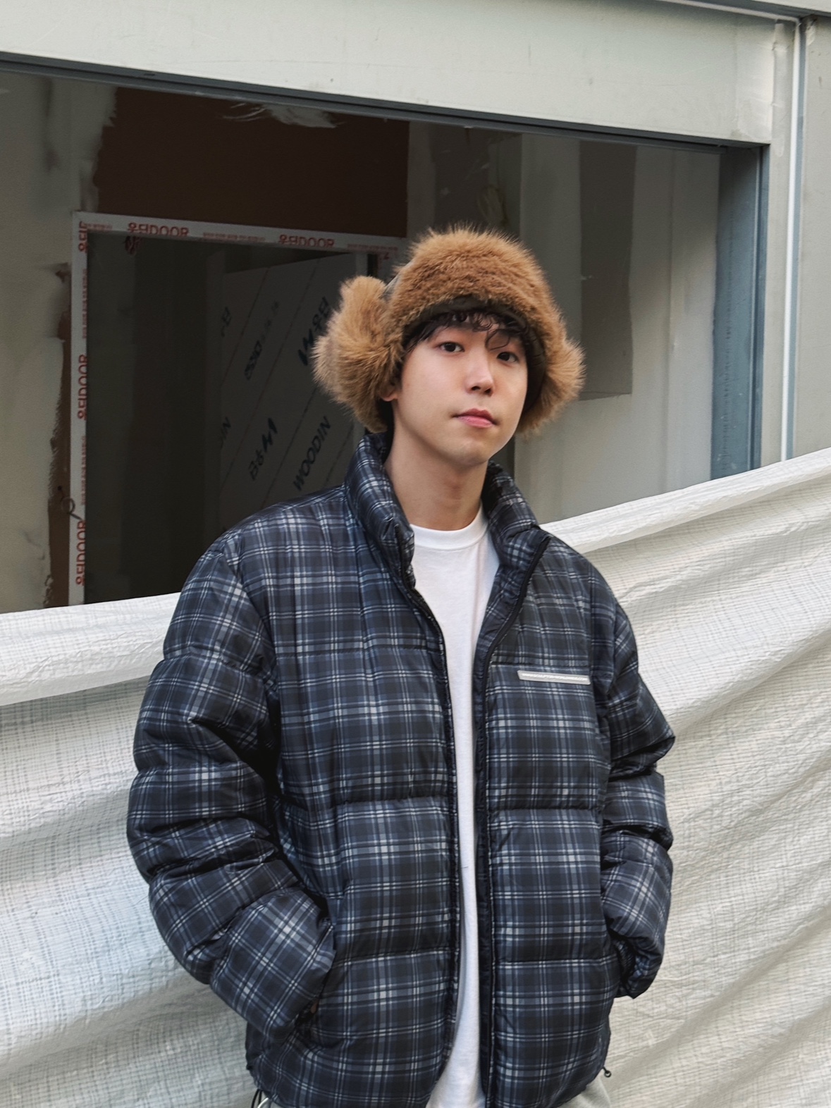 MJD Everyday Heavy Sweat Baggy Pants Melange Grey, MJD Detachable Carpenter Sweat Pants Melange Grey 착용 스타일 - 4