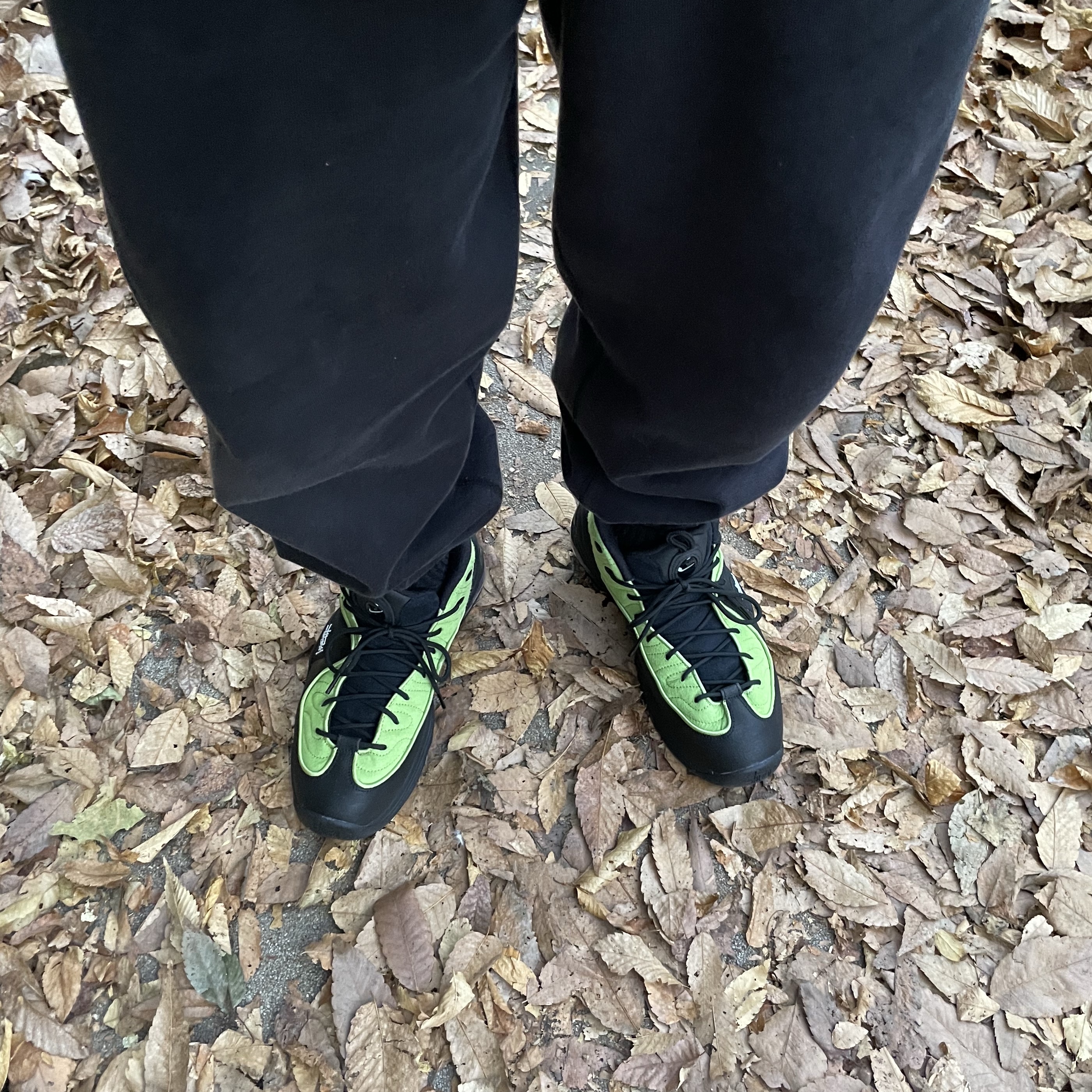 Nike x Stussy Air Penny II Vivid Green and Black 착용 스타일