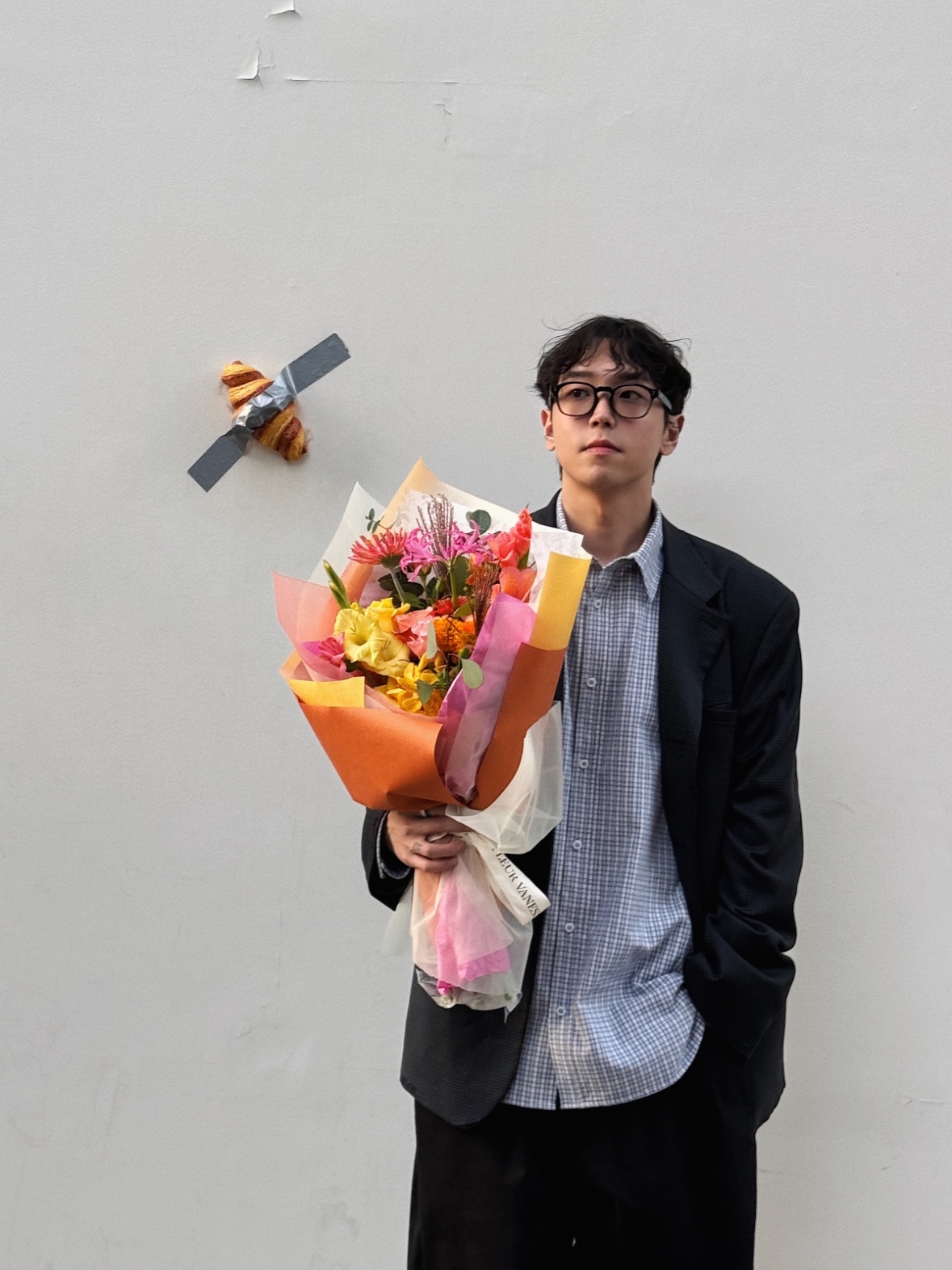 STU Destroyed Diagonal Blazer Black, STU Destroyed Check Blazer Dark Grey 착용 스타일 - 4