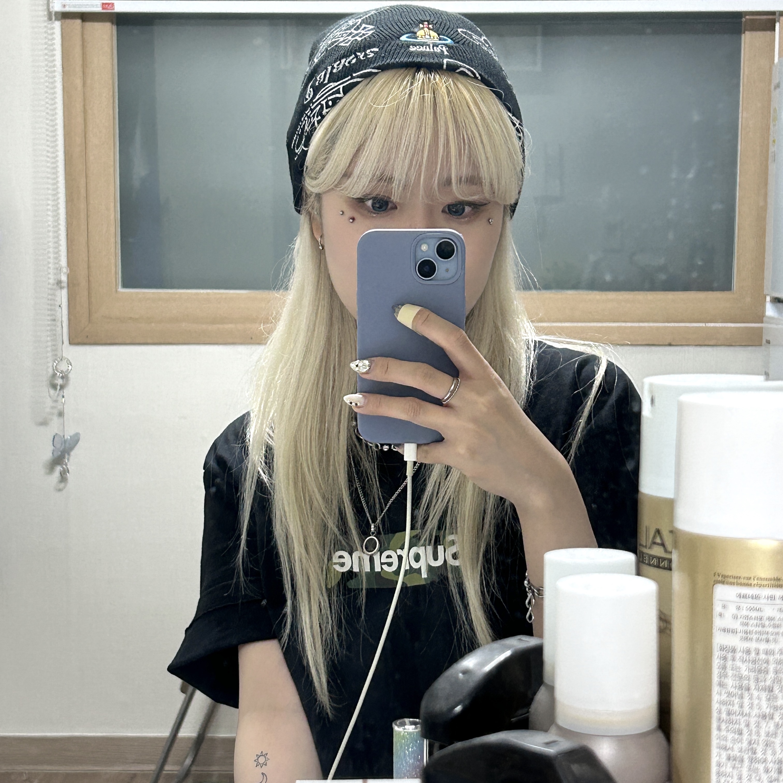 Palace x Vivienne Westwood Jersey Beanie Black - 24FW 착용 스타일 - 2