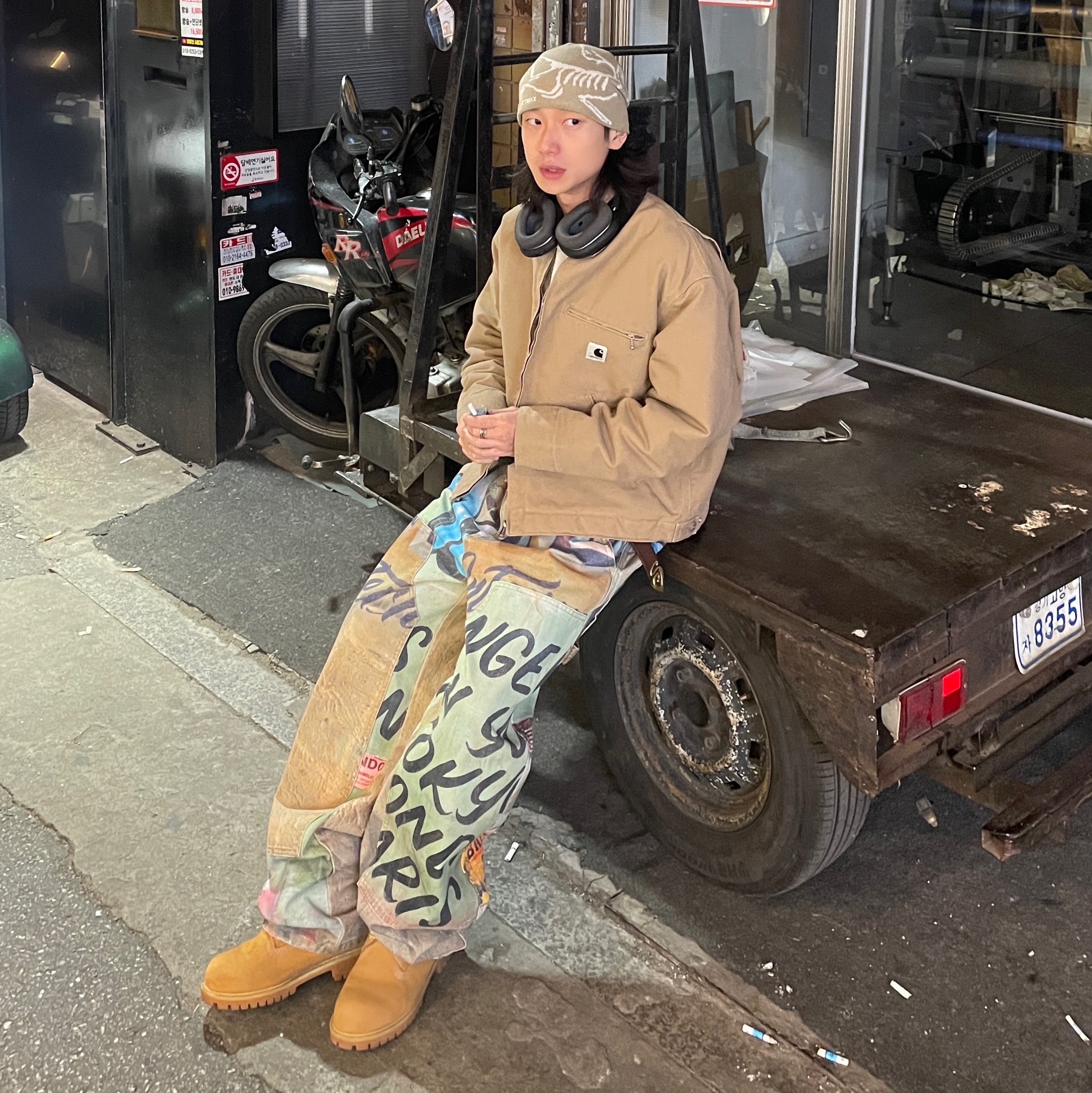 Stussy Work Pant Alfonso Canvas Multi, Carhartt WIP Organic Cotton Dearborn Canvas OG Detroit Jacket Dusty Hamilton Brown Aged Canvas - Winter 착용 스타일 - 1