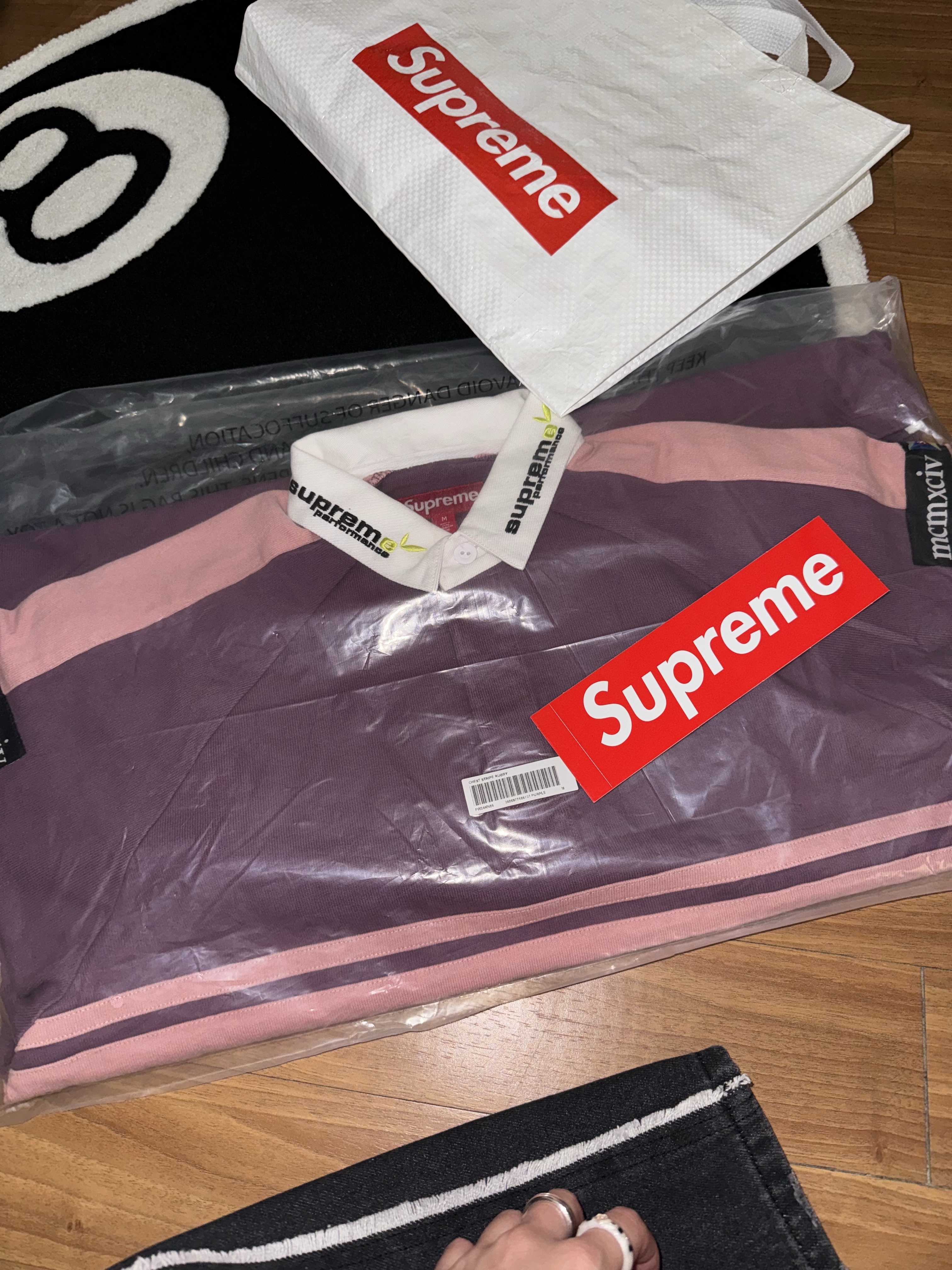Supreme Chest Stripe Rugby Purple - 24FW 착용 스타일 - 2