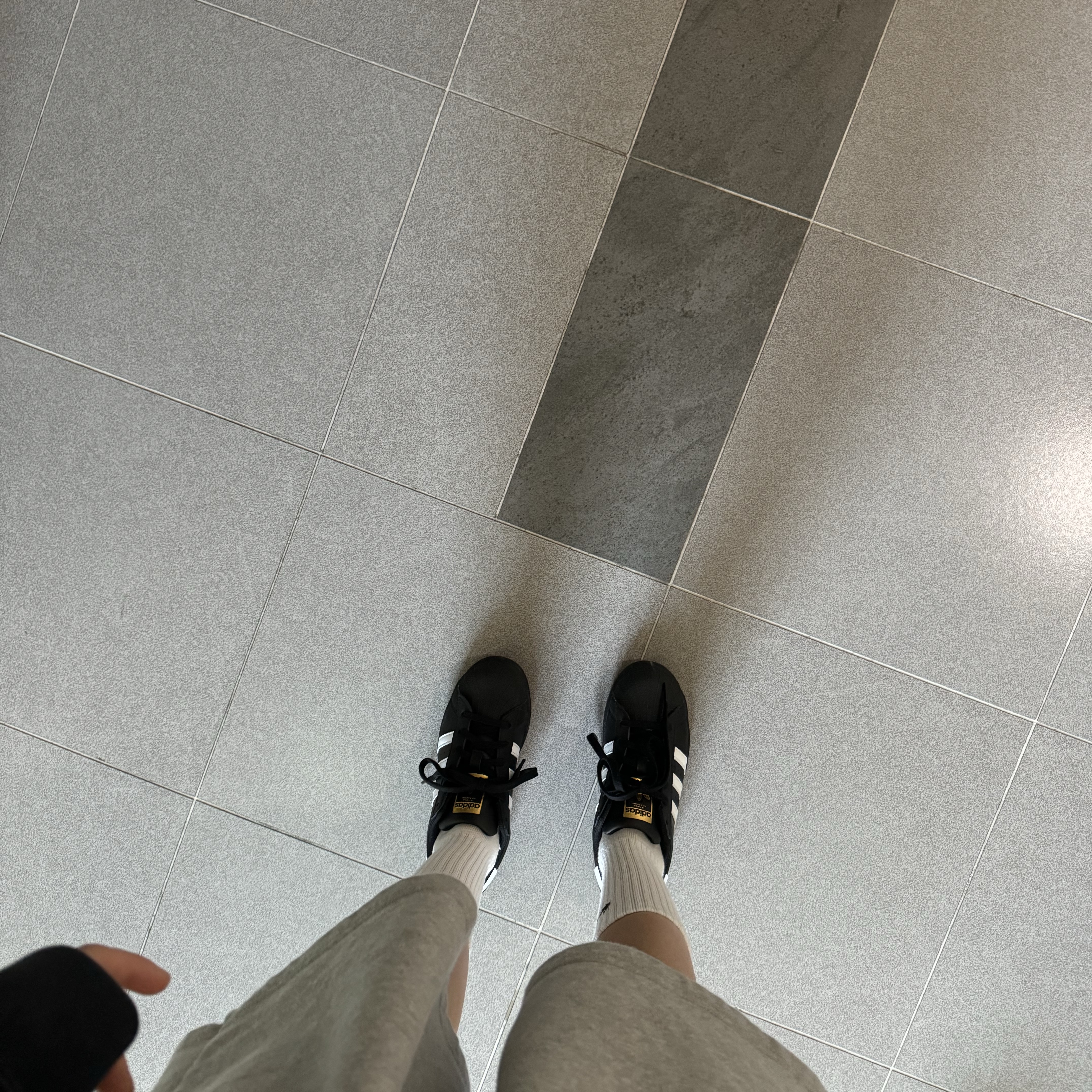 (J) Adidas Superstar Black White 착용 스타일