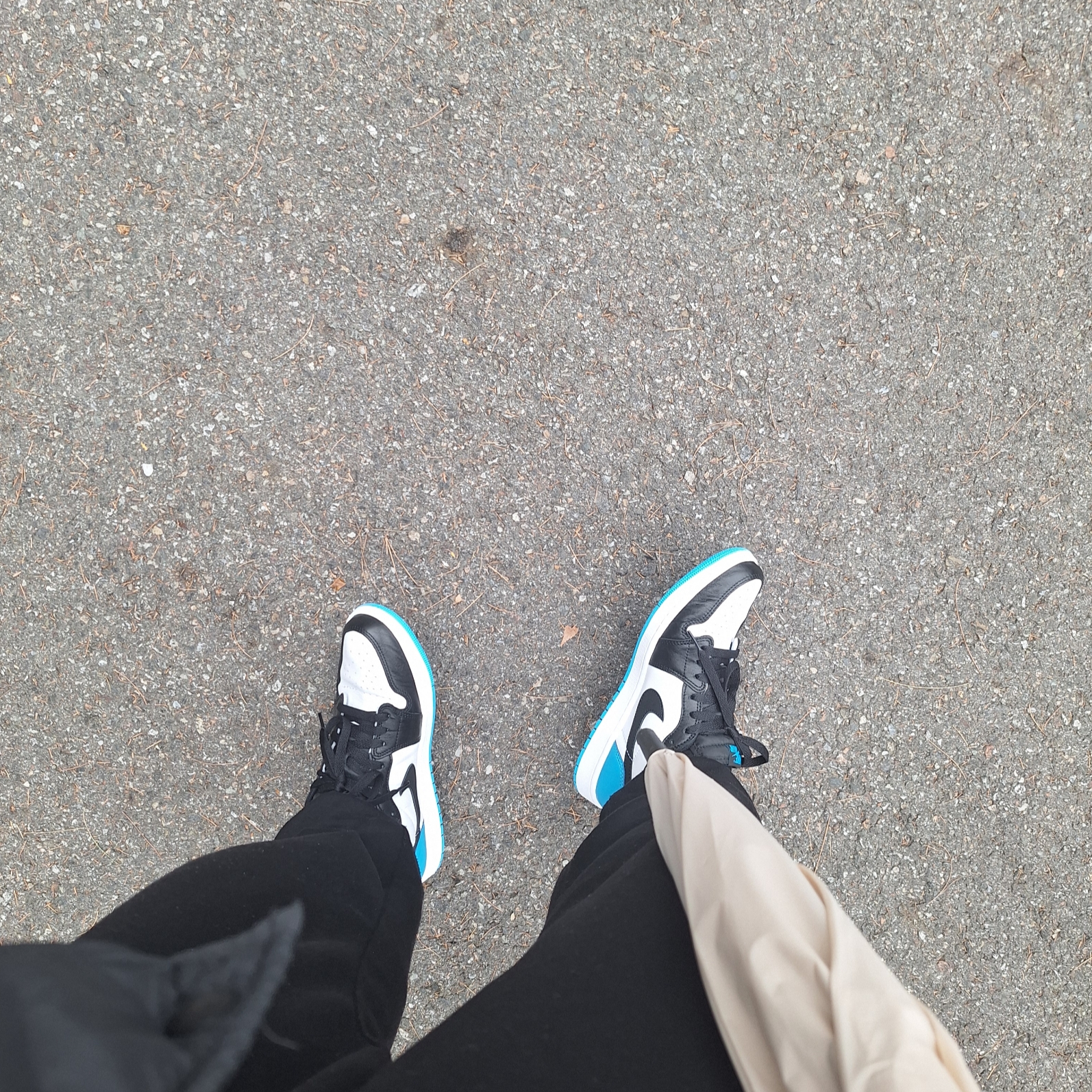 Jordan 1 Retro Low OG Black and Dark Powder Blue 착용 스타일