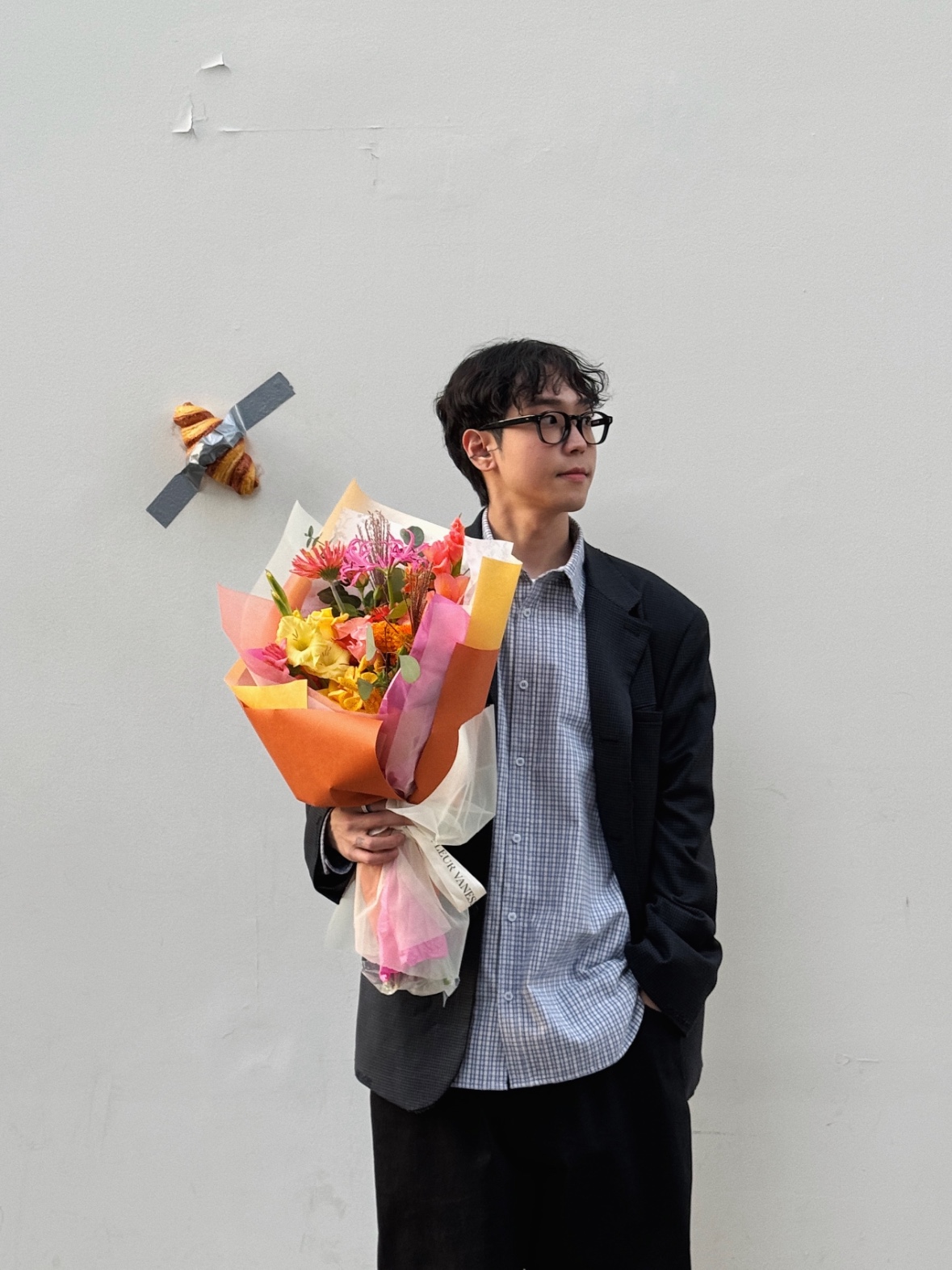 STU Destroyed Diagonal Blazer Black, STU Destroyed Check Blazer Dark Grey 착용 스타일 - 5