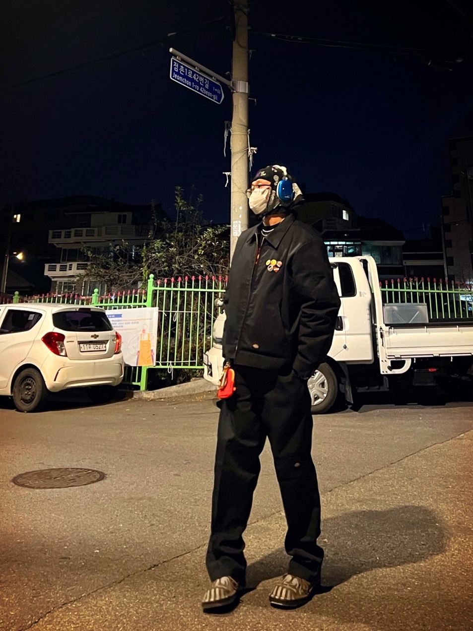 Dickies Insulated Eisenhower Jacket Regular Black, Dickies Loose Fit Double Knee Work Pants Black 착용 스타일 - 1