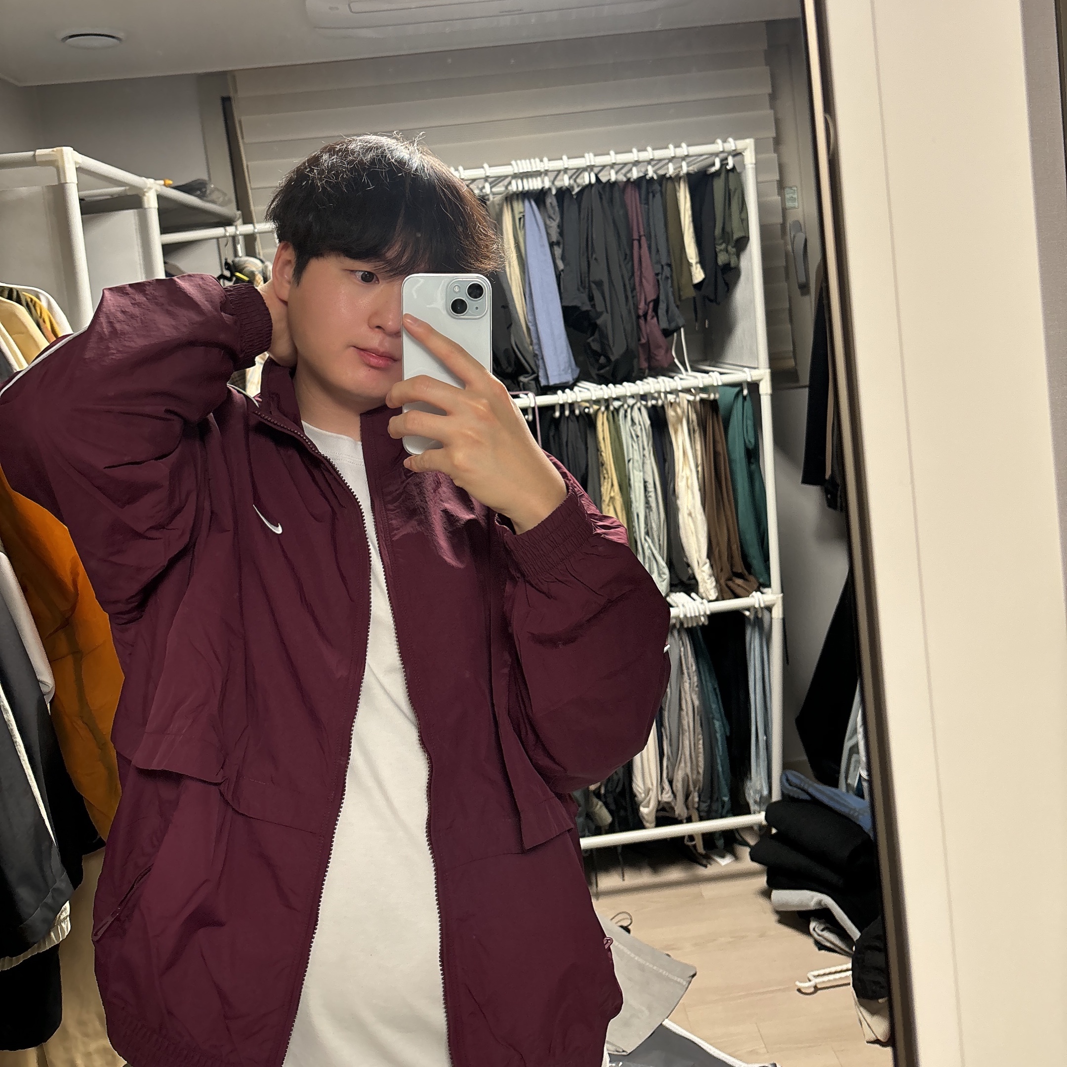 Nike NSW Solo Swoosh Woven Track Jacket Night Maroon - Asia 착용 스타일