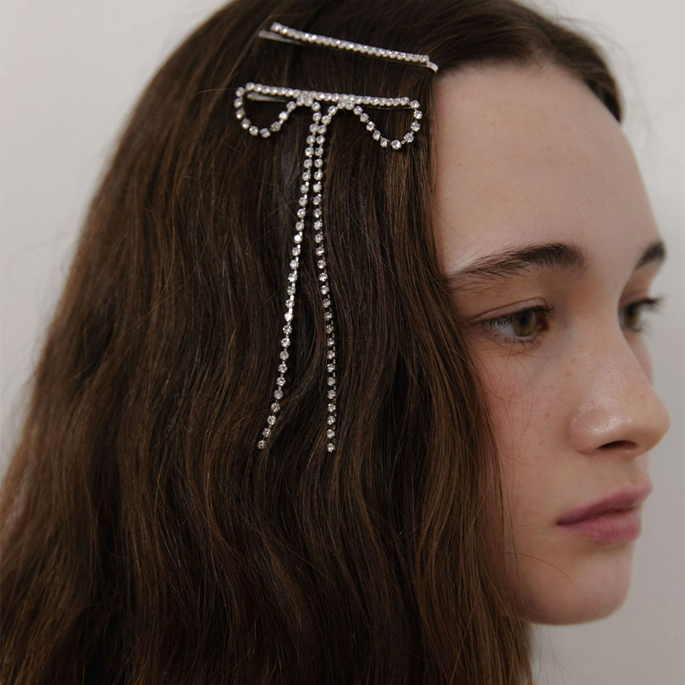 러브미몬스터 큐빅 롱 리본 헤어핀 화이트(lovememonster Cubic Long Ribbon Hair Pin White) - 3