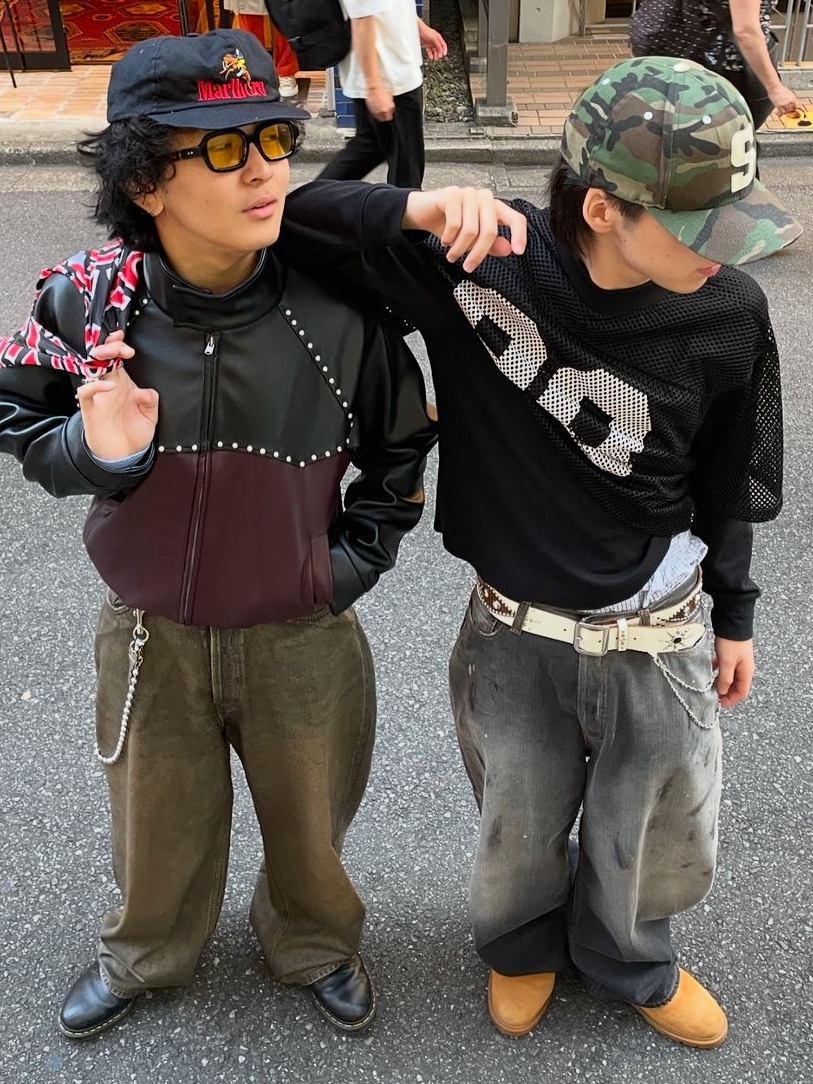 Nonnod Double Pocket Japanese Denim Mid Blue, Thug Club Tribal Denim Pants Blue - 24FW 착용 스타일 - 5