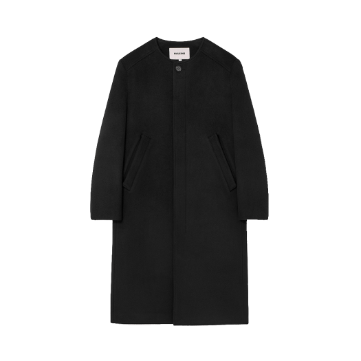 VJ425 Haleine Collarless Wool Maxi Coat Black (VJ425)