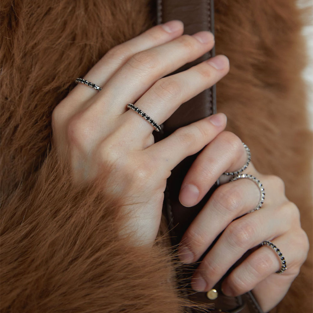 러브미몬스터 미니멀 큐빅 반지 2세트 블랙(lovememonster Minimal Cubic Ring 2 Set Black) - 3
