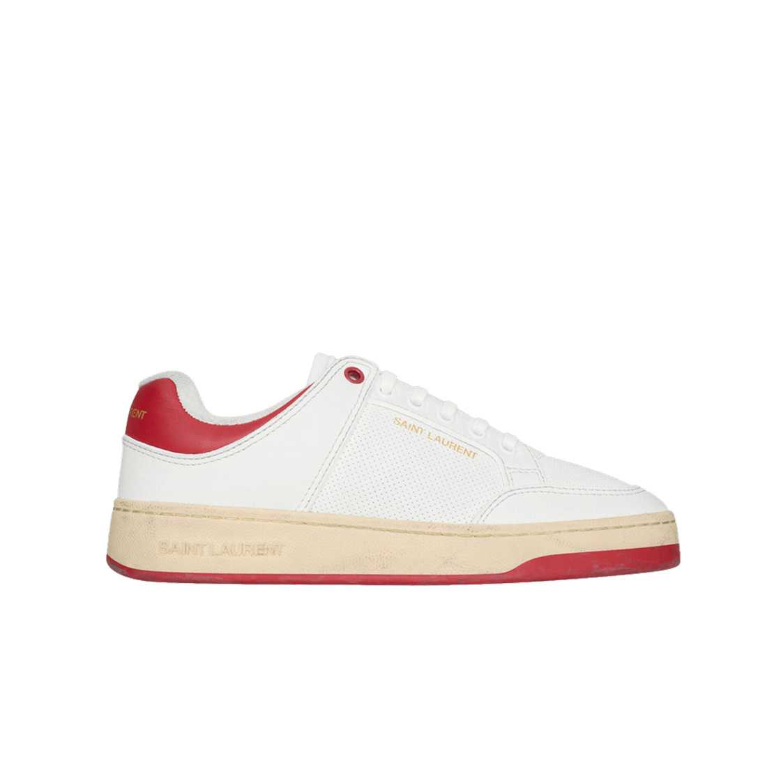 713600-2W4AA-9226 Saint Laurent SL/61 Low Sneakers White Vintage Red