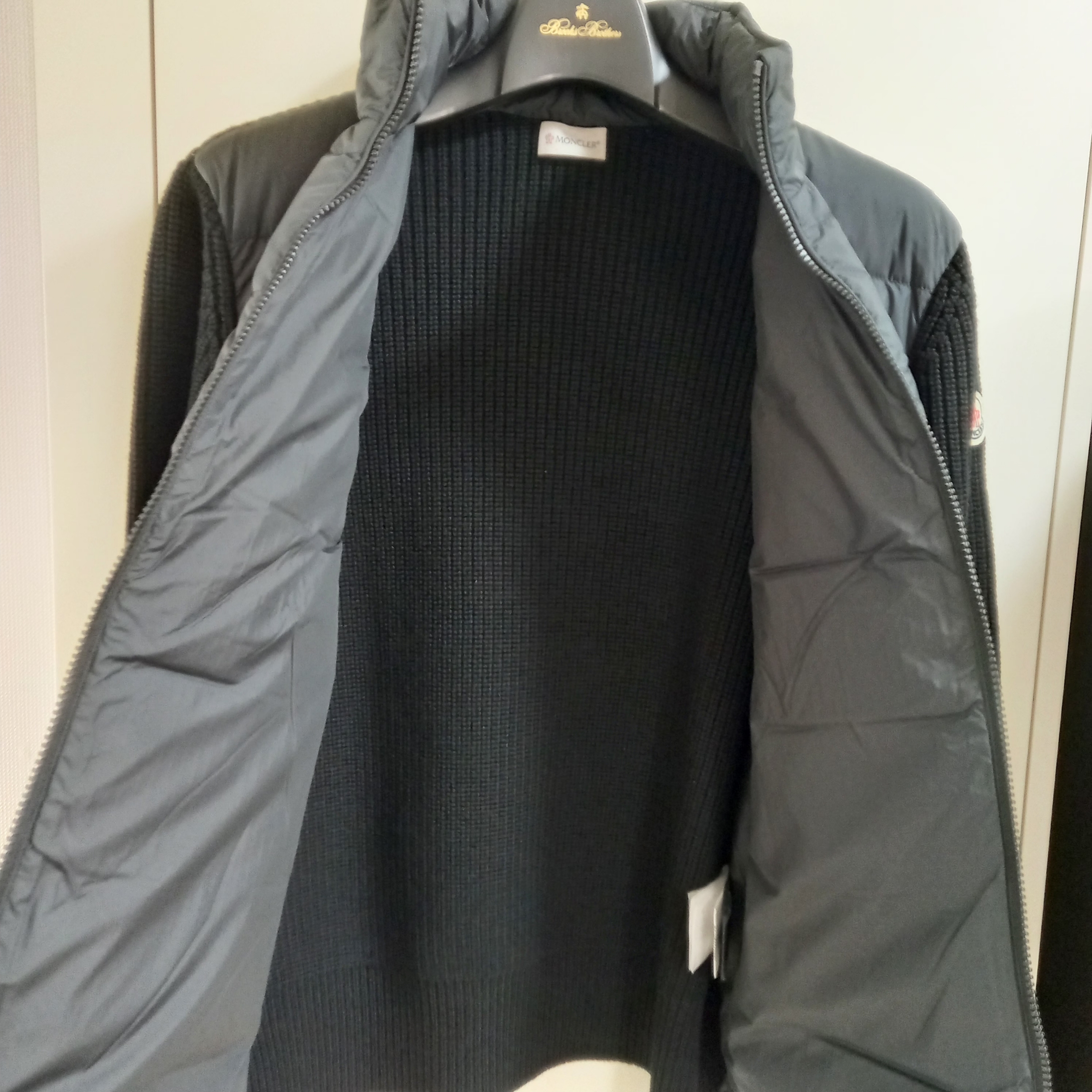 Moncler Padded Wool Zip-Up Hoodie Black - 24FW 착용 스타일 - 4