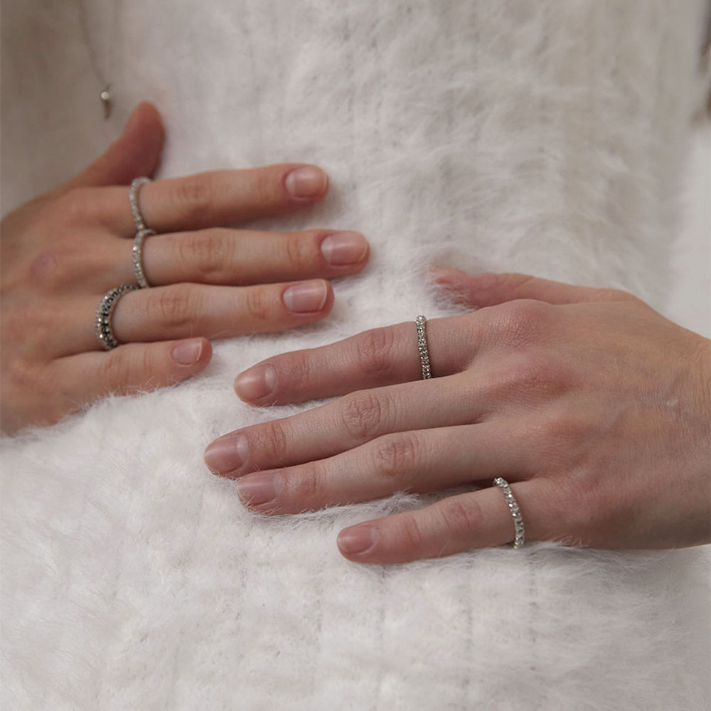 러브미몬스터 미니멀 큐빅 반지 2세트 화이트(lovememonster Minimal Cubic Ring 2 Set White) - 2