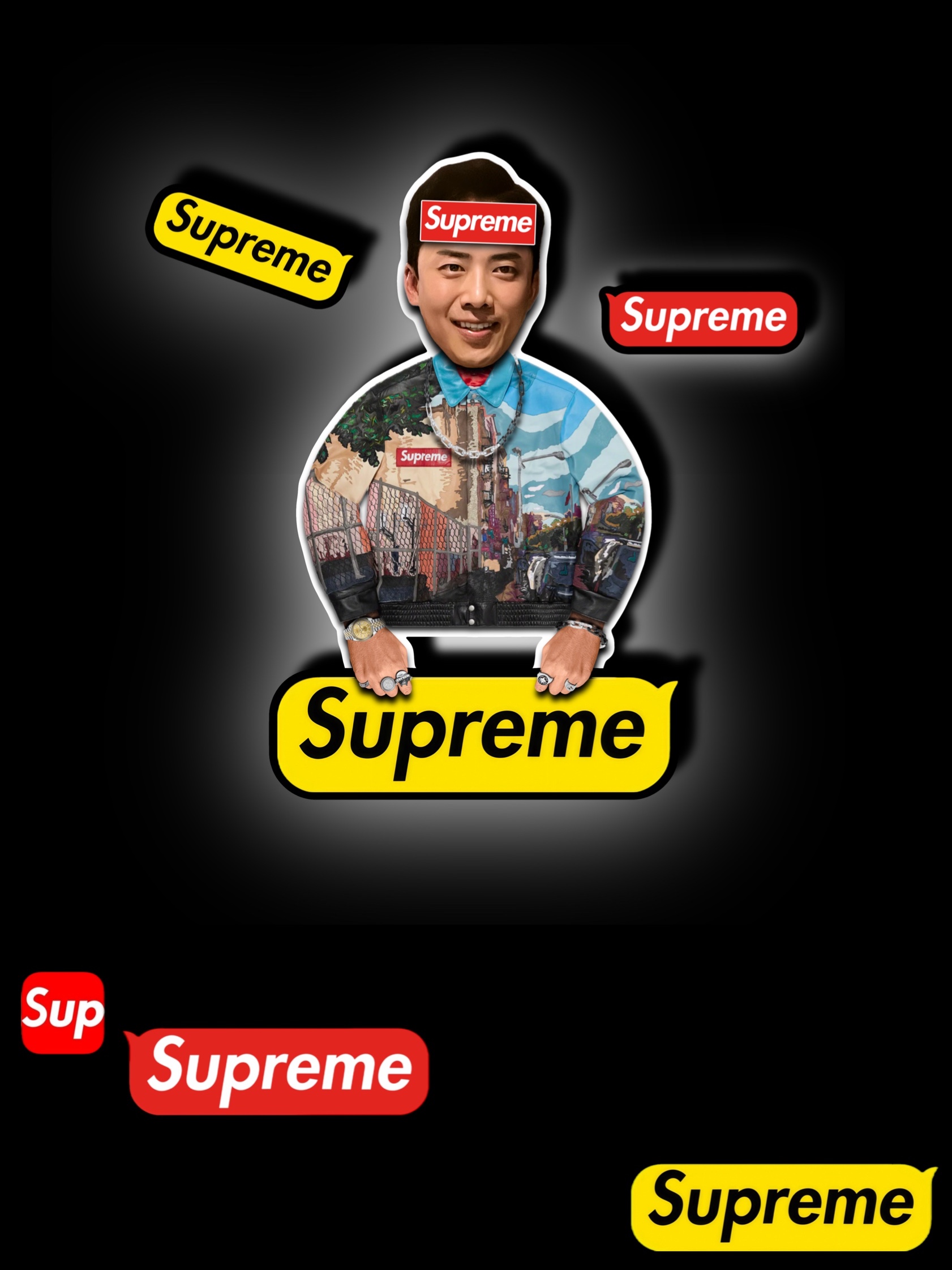 Supreme x Jordan Headband Black - 24FW, Supreme Box Logo T-Shirt Black - 23FW 착용 스타일 - 6