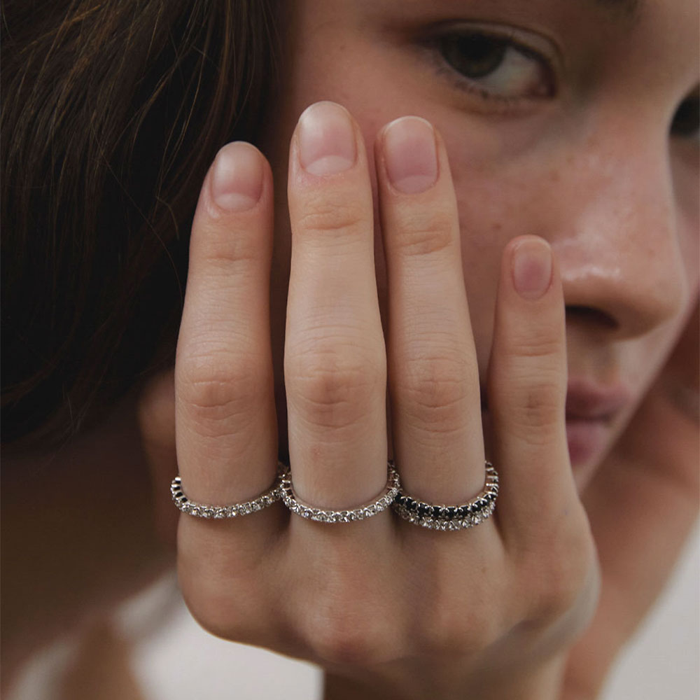 러브미몬스터 미니멀 큐빅 반지 2세트 블랙(lovememonster Minimal Cubic Ring 2 Set Black) - 2