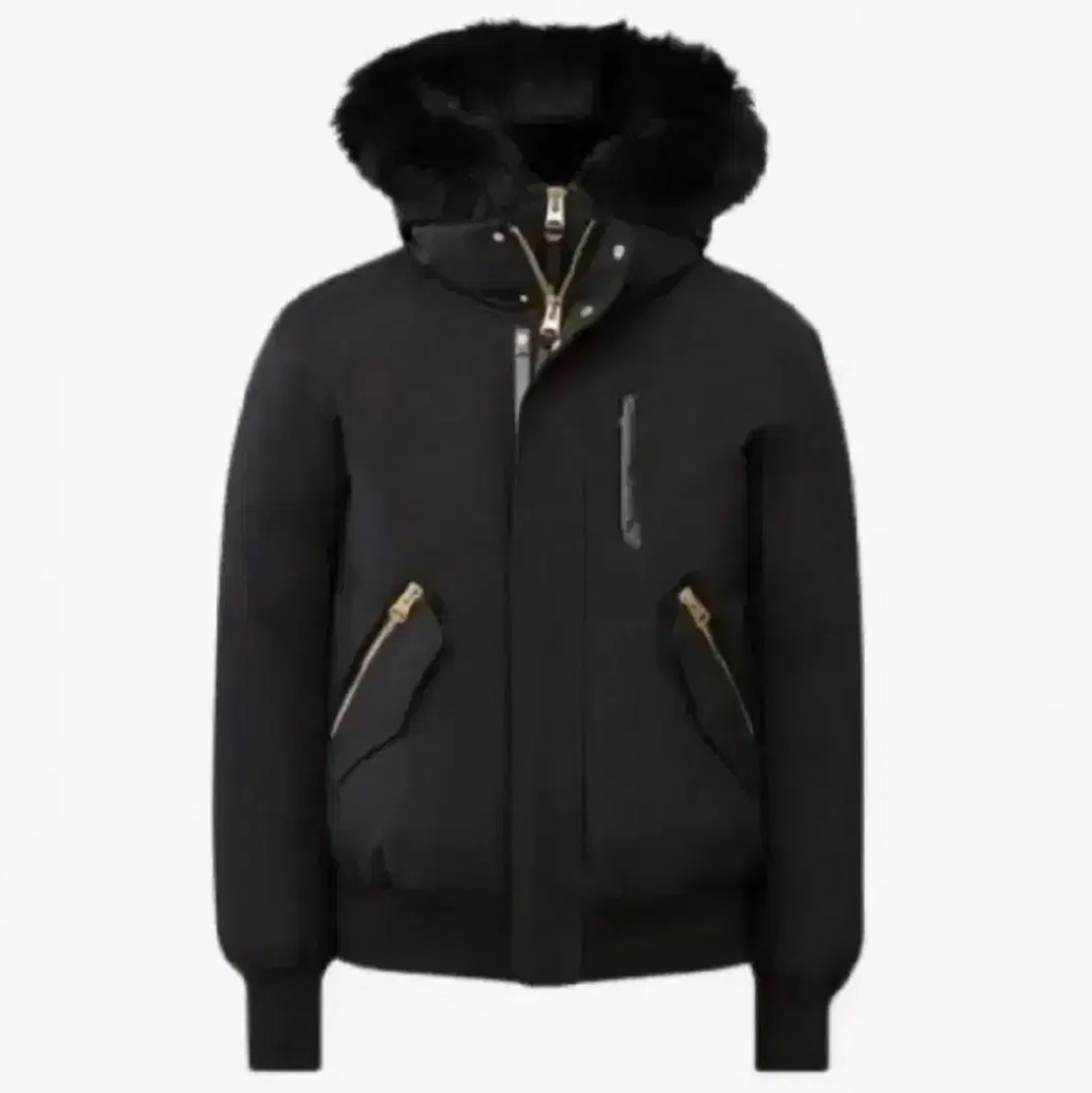 Mackage Dixon 2-In-1 Nordic Tech Down Bomber with Blue Fox Fur Black Gold 착용 스타일