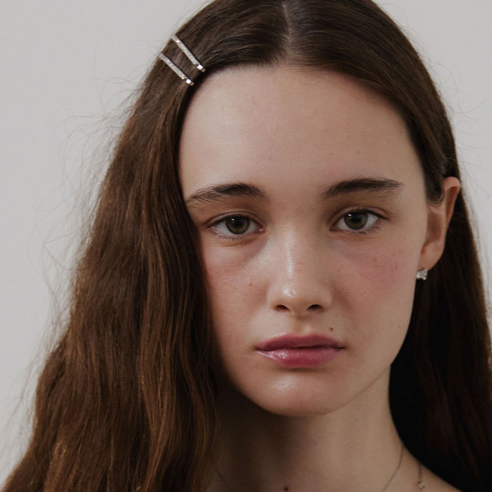 러브미몬스터 미니멀 큐빅 헤어핀 2세트 화이트(lovememonster Minimal Cubic Hair Pin 2 SetWhite) - 2