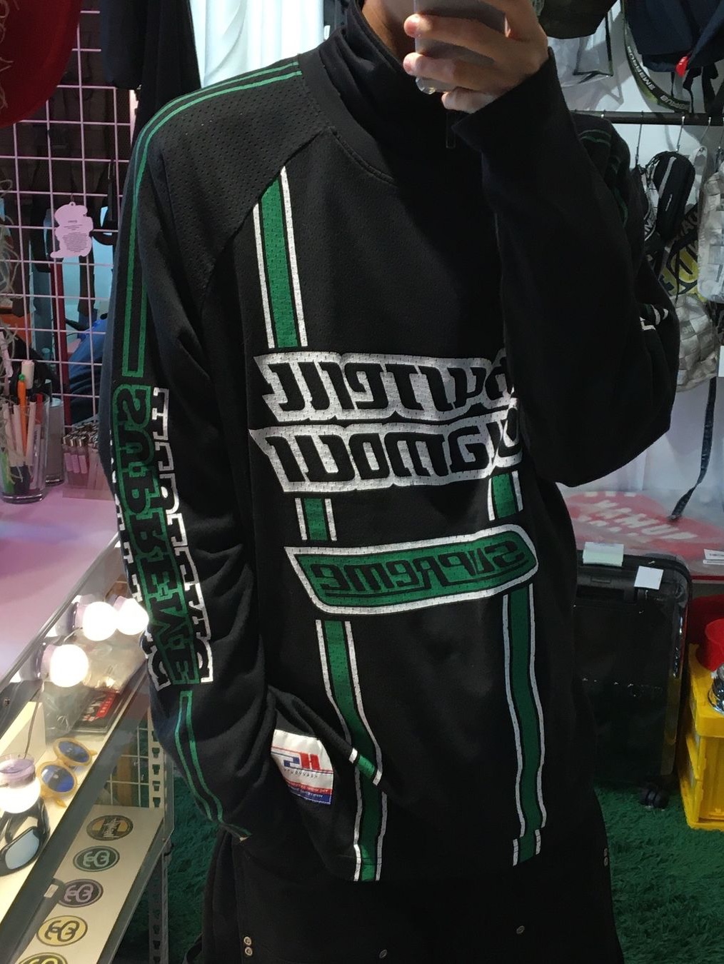 Supreme x Hysteric Glamour Mesh L/S Top Black - 24FW 착용 스타일 - 3