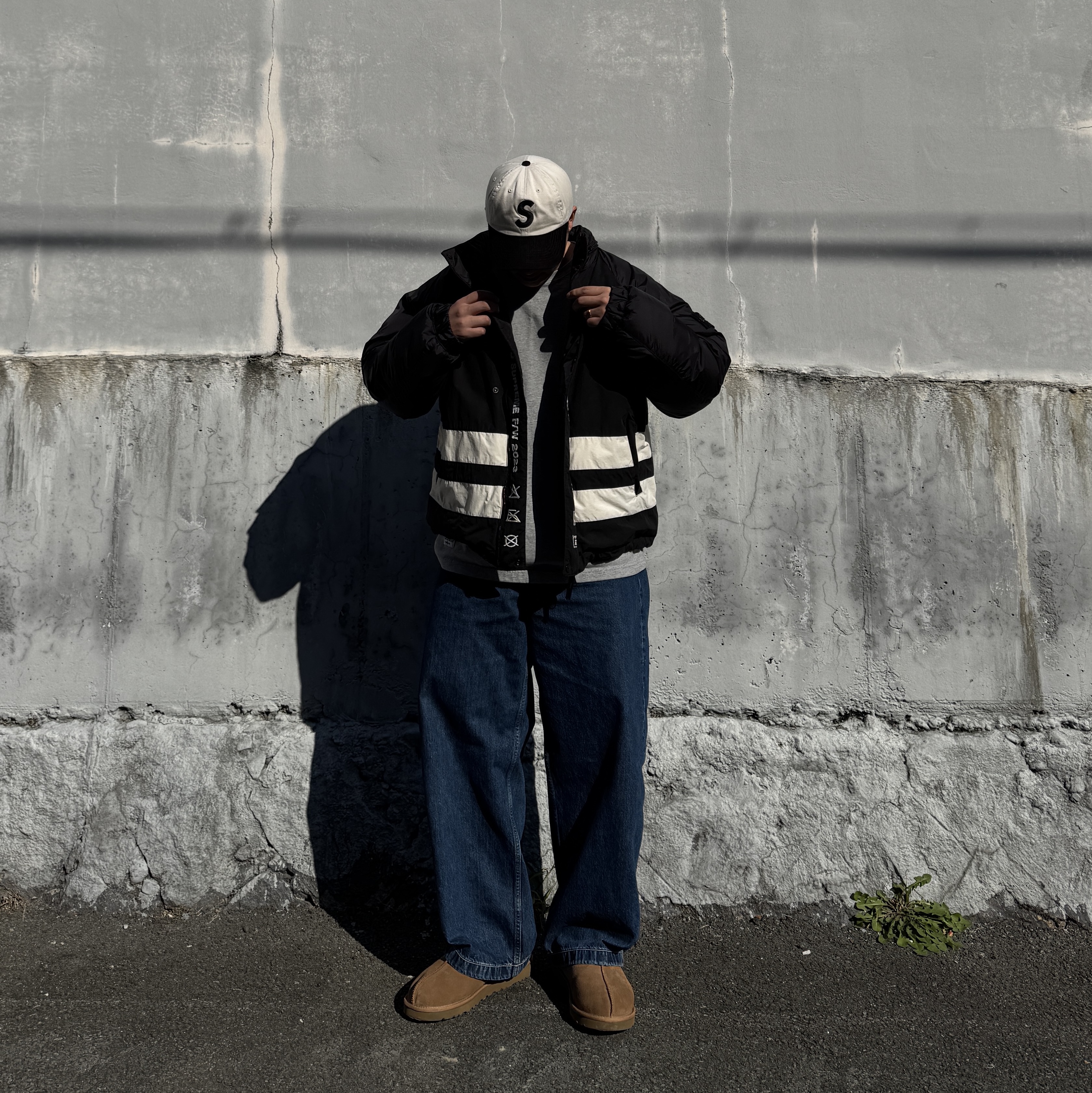 Supreme x Stone Island Reversible Down Puffer Jacket Black - 23FW 착용 스타일 - 1