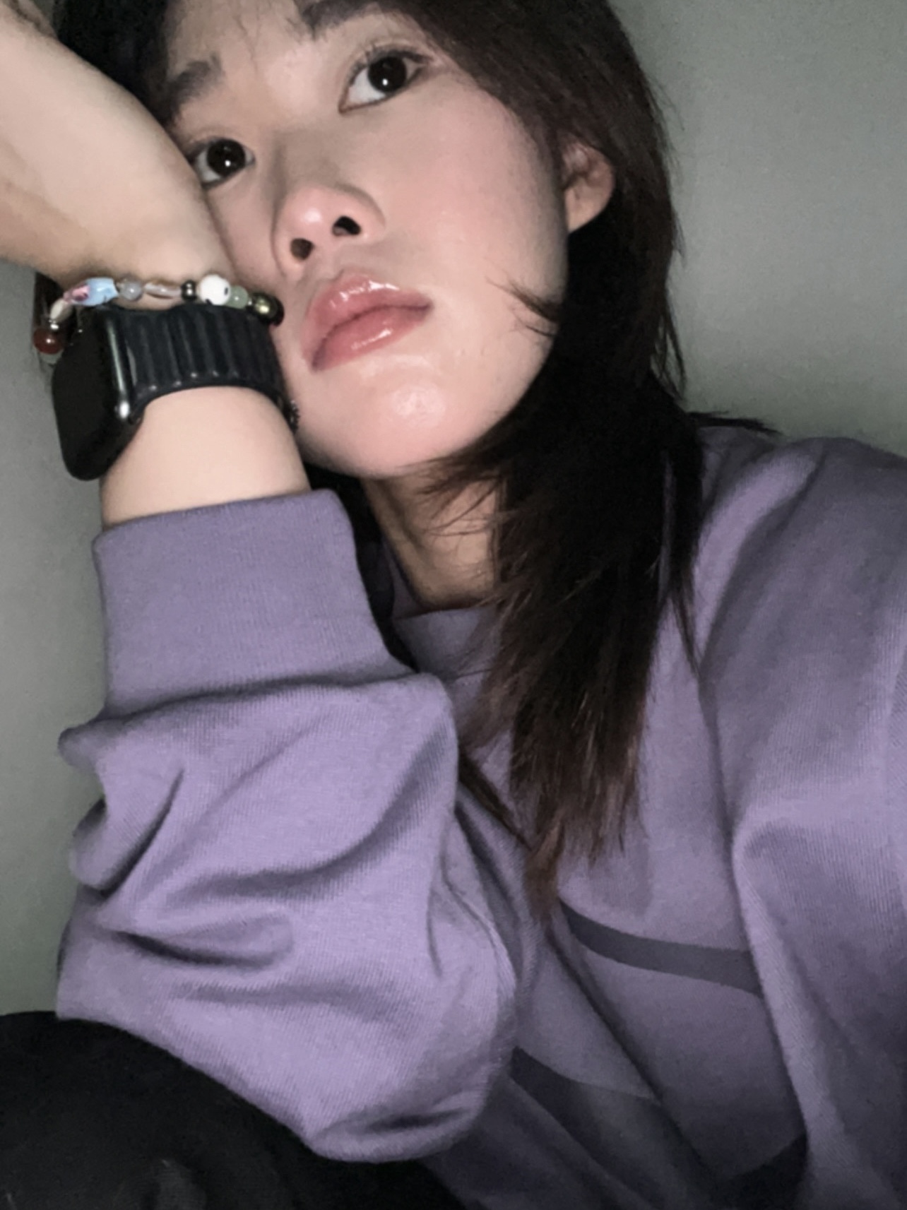 Mischief Rhombus Long Sleeve Purple 착용 스타일 - 2