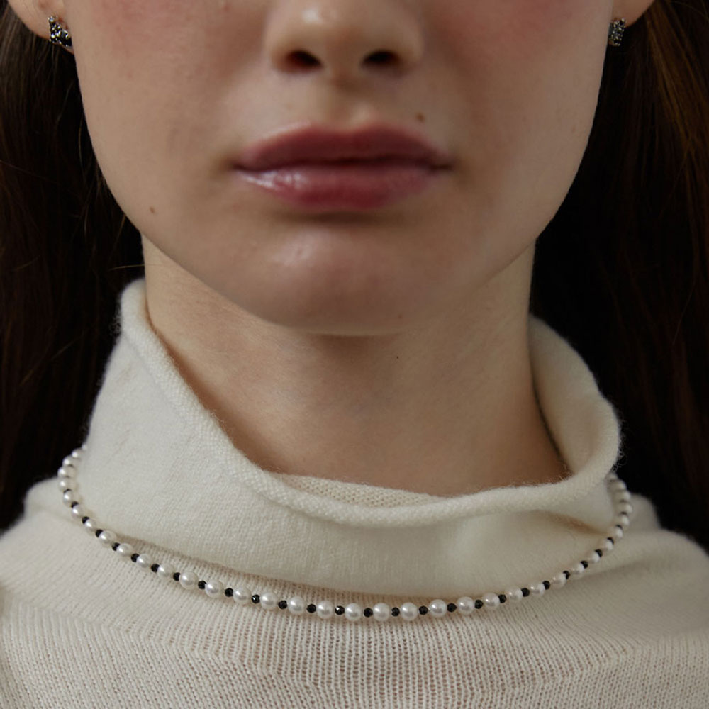 러브미몬스터 진주 & 오닉스 믹스 목걸이 블랙(lovememonster Pearl & Onyx Mix Necklace Black) - 2