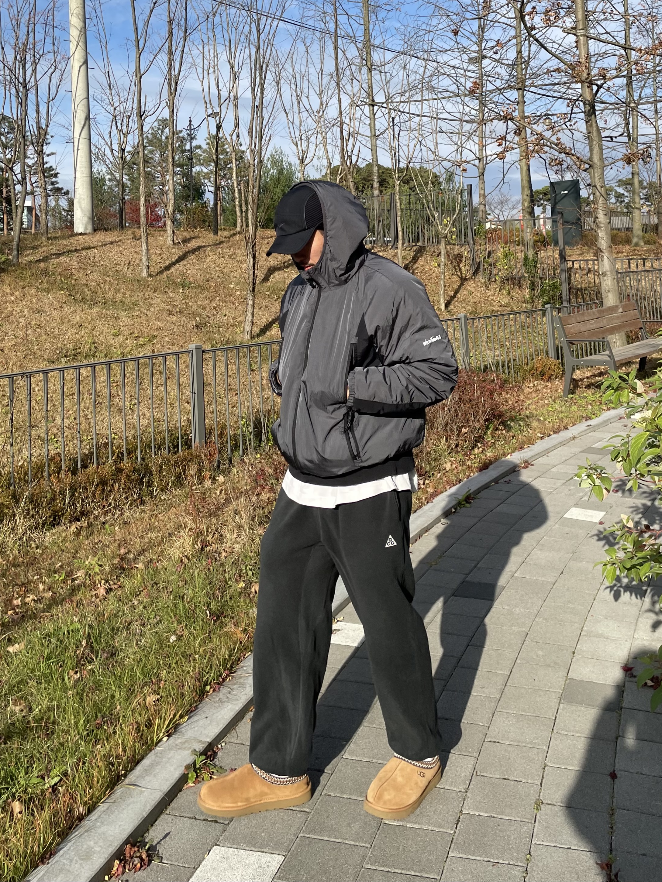 Wildthings Mountain Field Padding Jacket Graphite 착용 스타일 - 1