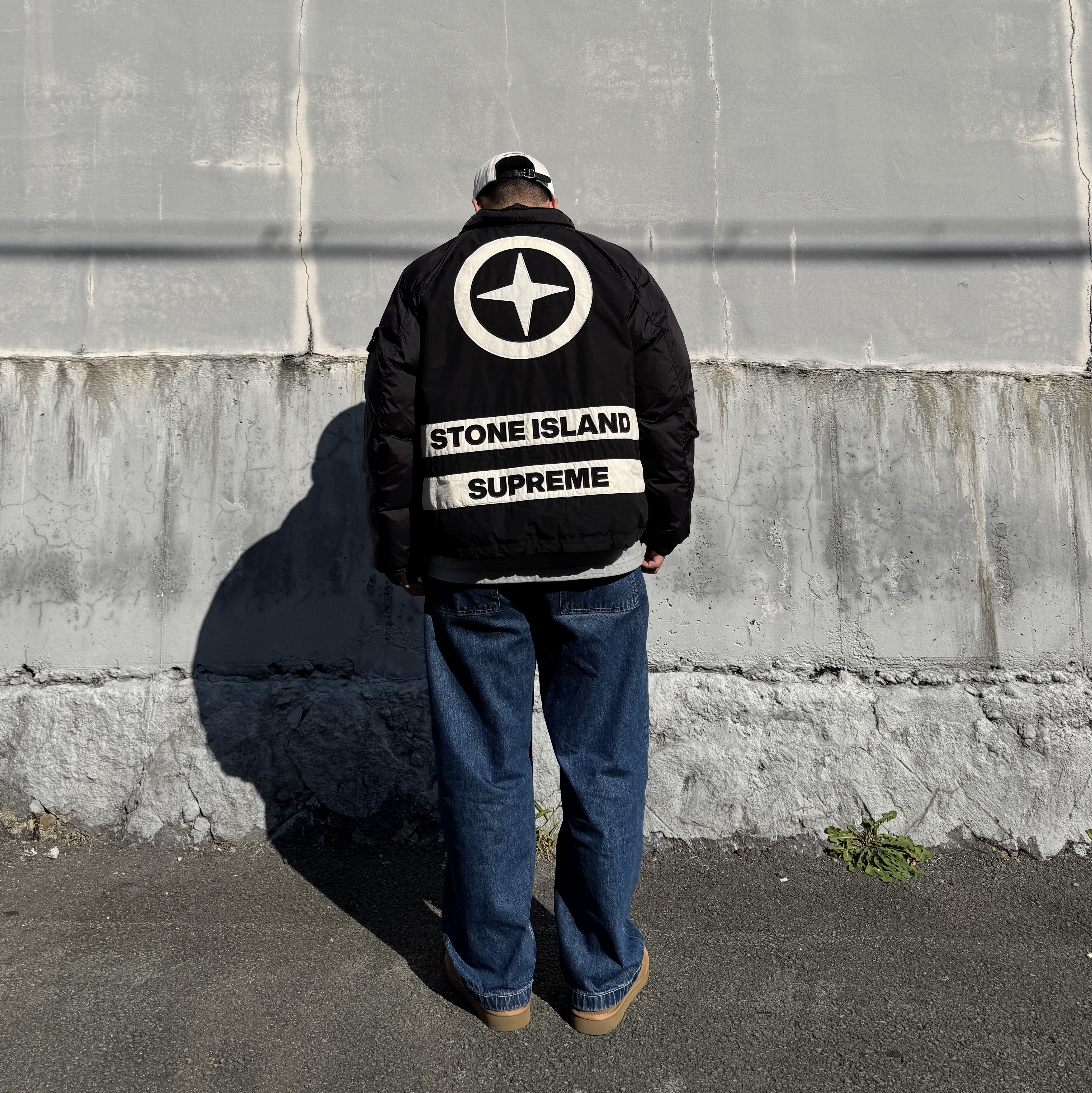 Supreme x Stone Island Reversible Down Puffer Jacket Black - 23FW 착용 스타일 - 2