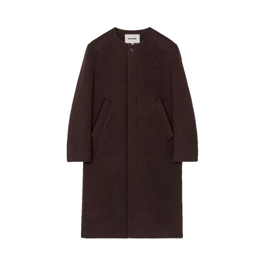 VJ426 Haleine Collarless Wool Maxi Coat _x0008_Burgundy (VJ426)