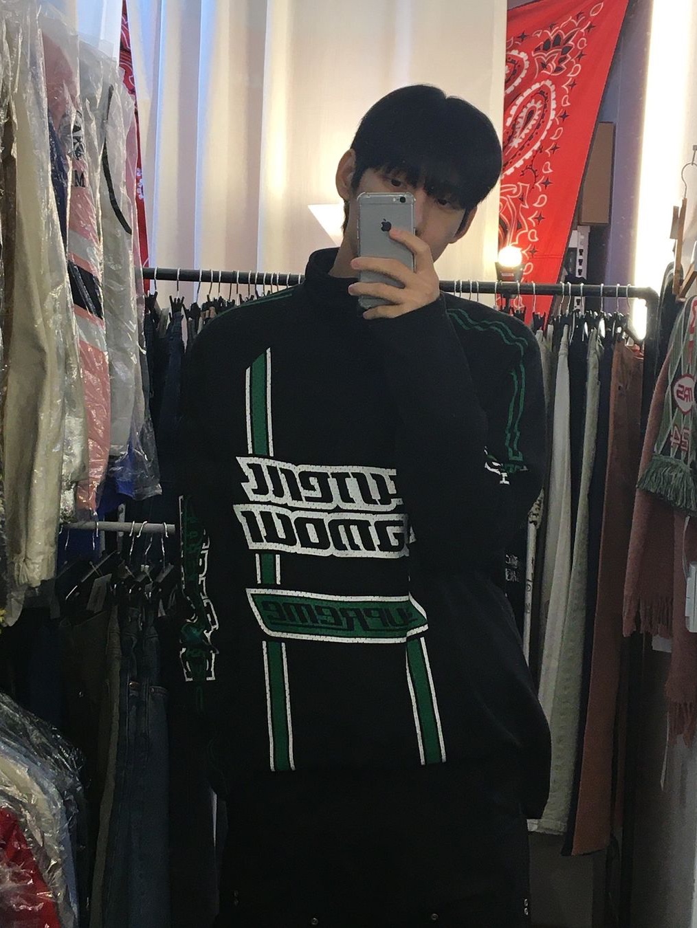 Supreme x Hysteric Glamour Mesh L/S Top Black - 24FW 착용 스타일 - 2