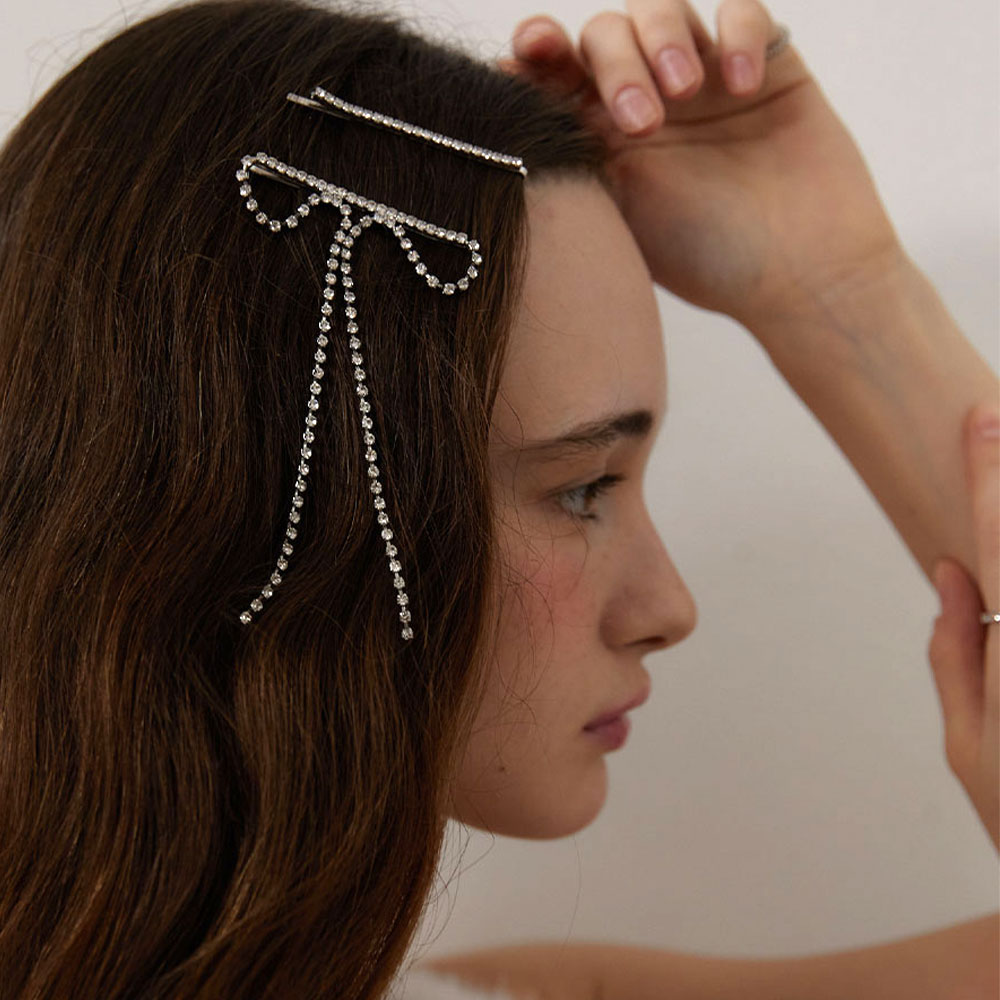 러브미몬스터 큐빅 롱 리본 헤어핀 화이트(lovememonster Cubic Long Ribbon Hair Pin White) - 4