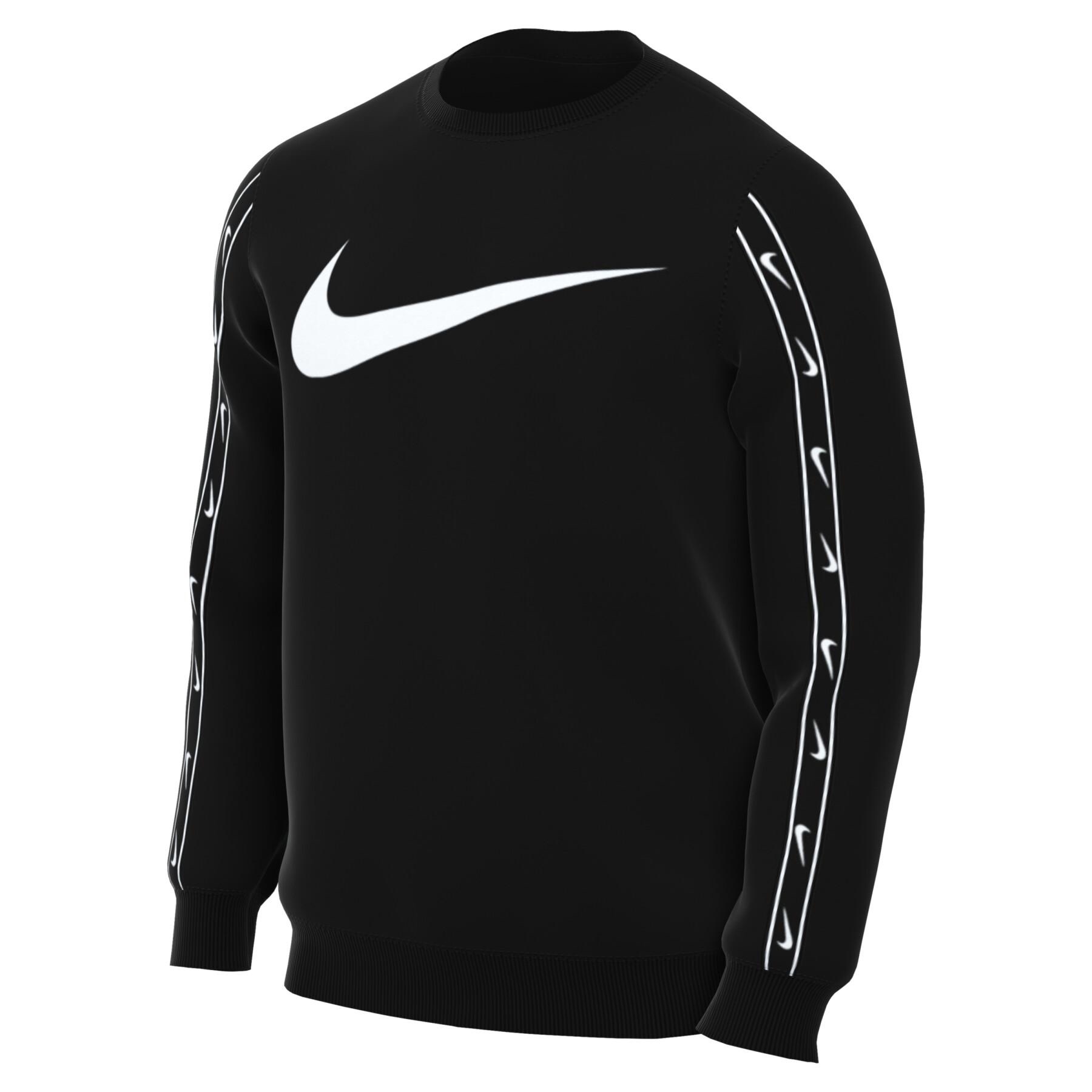 Nike NSW Repeat Fleece Sweatshirt Black White 착용 스타일