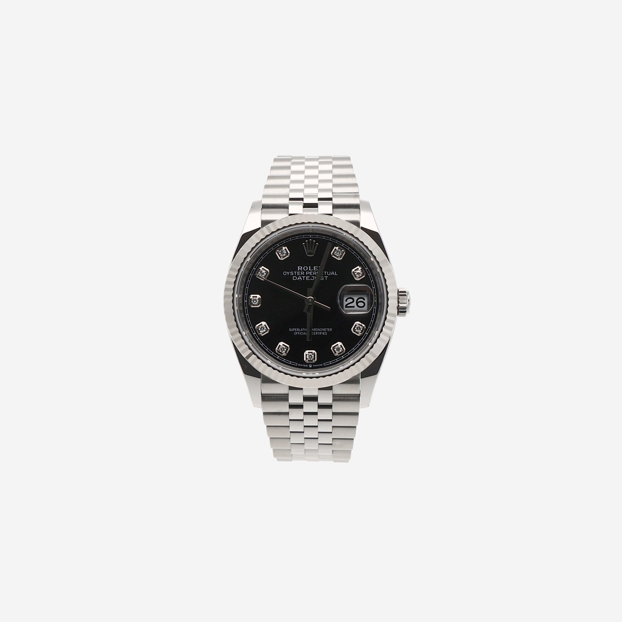 Rolex Datejust 36mm 126234 Bright Black Diamond-Set Jubilee