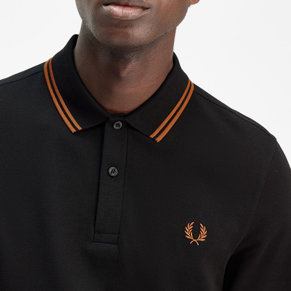 프레드페리 롱 슬리브 트윈 팁 프레드페리 셔츠 블랙/마멀레이드(Fred Perry Long Sleeve Twin Tipped Fred Perry Shirt Black) - 4