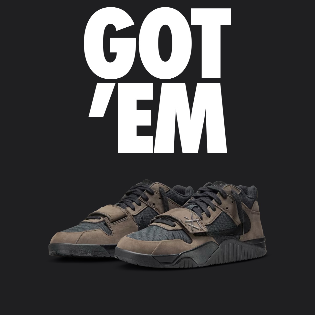 Jordan x Travis Scott Jumpman Jack TR Black and Dark Mocha 착용 스타일