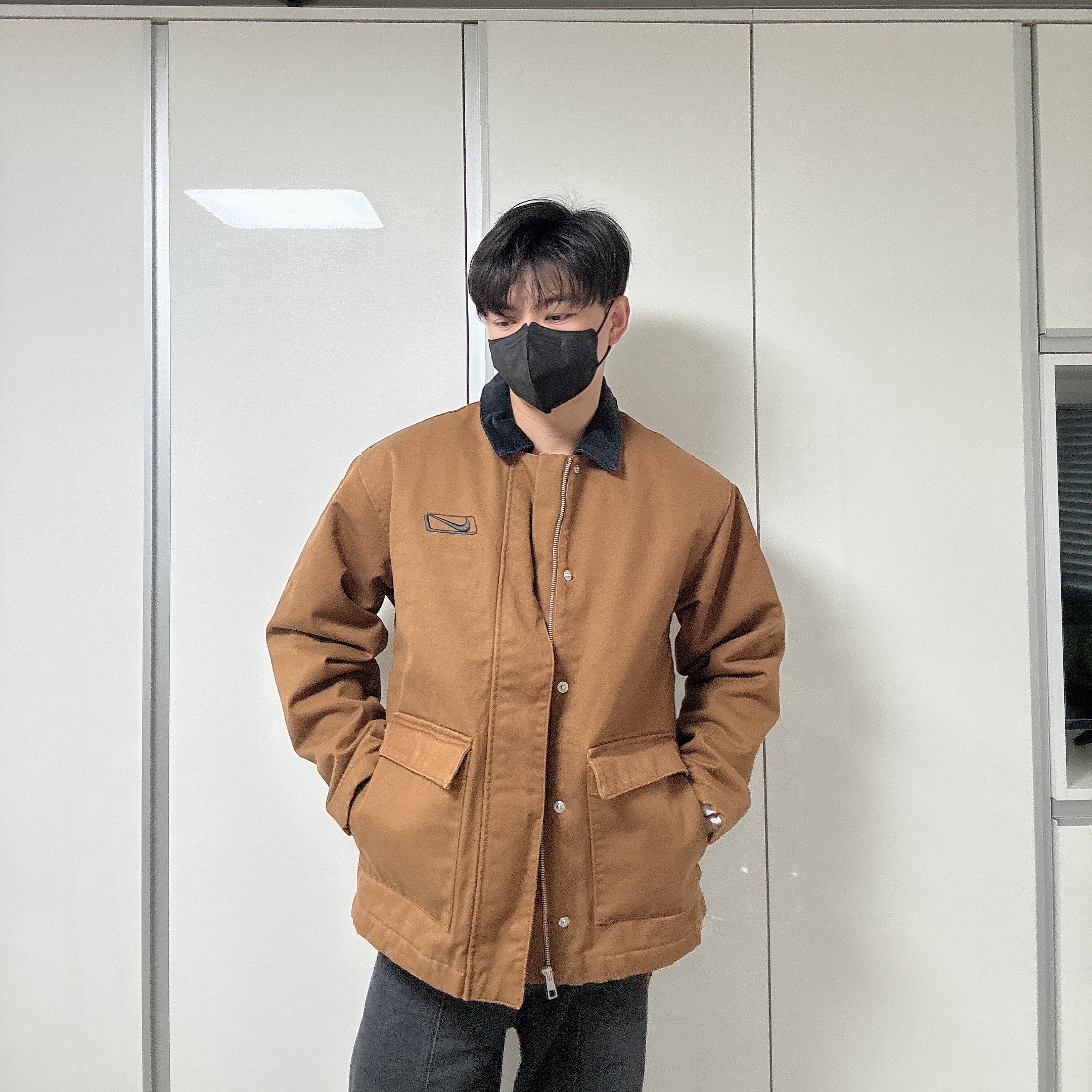Nike NSW Field Work Jacket Light British Tan Light Orewood Brown - Asia 착용 스타일 - 1