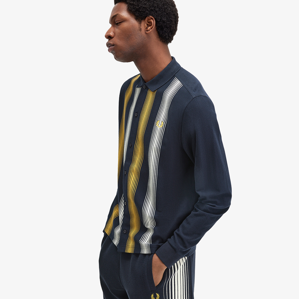 프레드페리 옴브레 스트라이프 롱 슬리브 폴로 셔츠 네이비(Fred Perry Ombre Stripe Long Sleeve Polo Shirt Navy) - 4