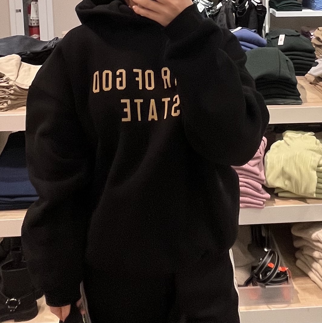 Essentials Fleece State Hoodie Black - 24FW 착용 스타일