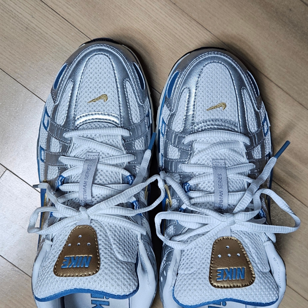 Nike P-6000 White Metallic Silve Pale Ivory Aegean Storm 착용 스타일 - 2