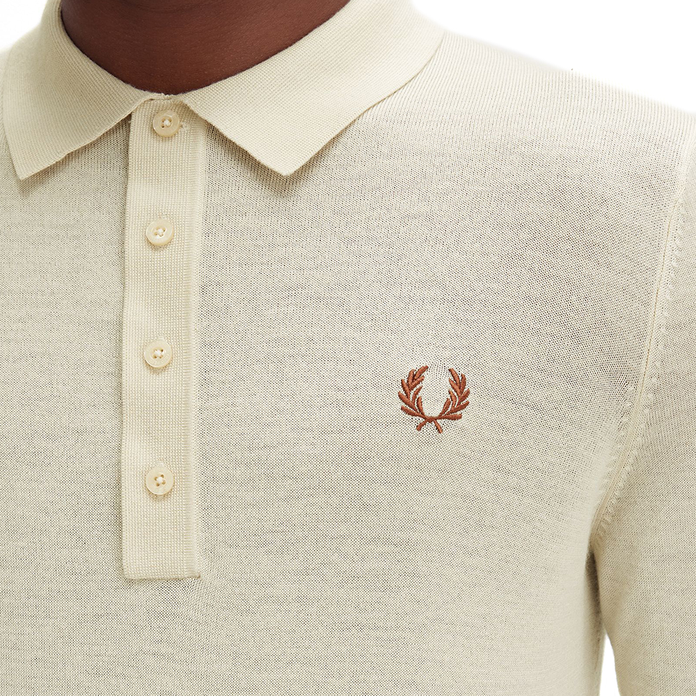프레드페리 파인 니트 롱 슬리브 셔츠 오트밀(Fred Perry Fine Knit Long Sleeve Shirt Oatmeal) - 5