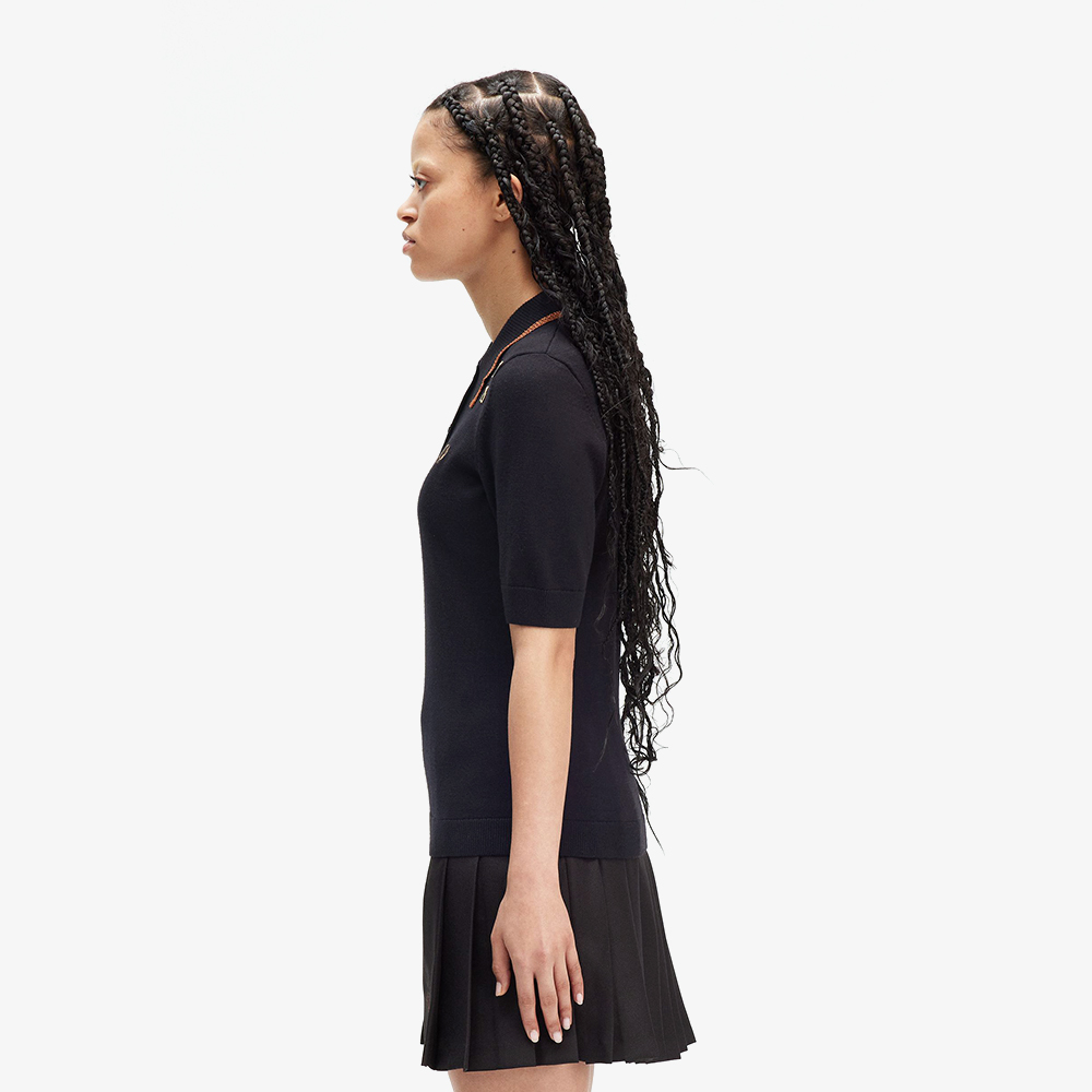 프레드페리 X 에이미와인하우스 메탈릭 팁 니트 셔츠 블랙(Fred Perry X Amy Winehouse Metallic Tipped Knitted Shirt Black) - 3