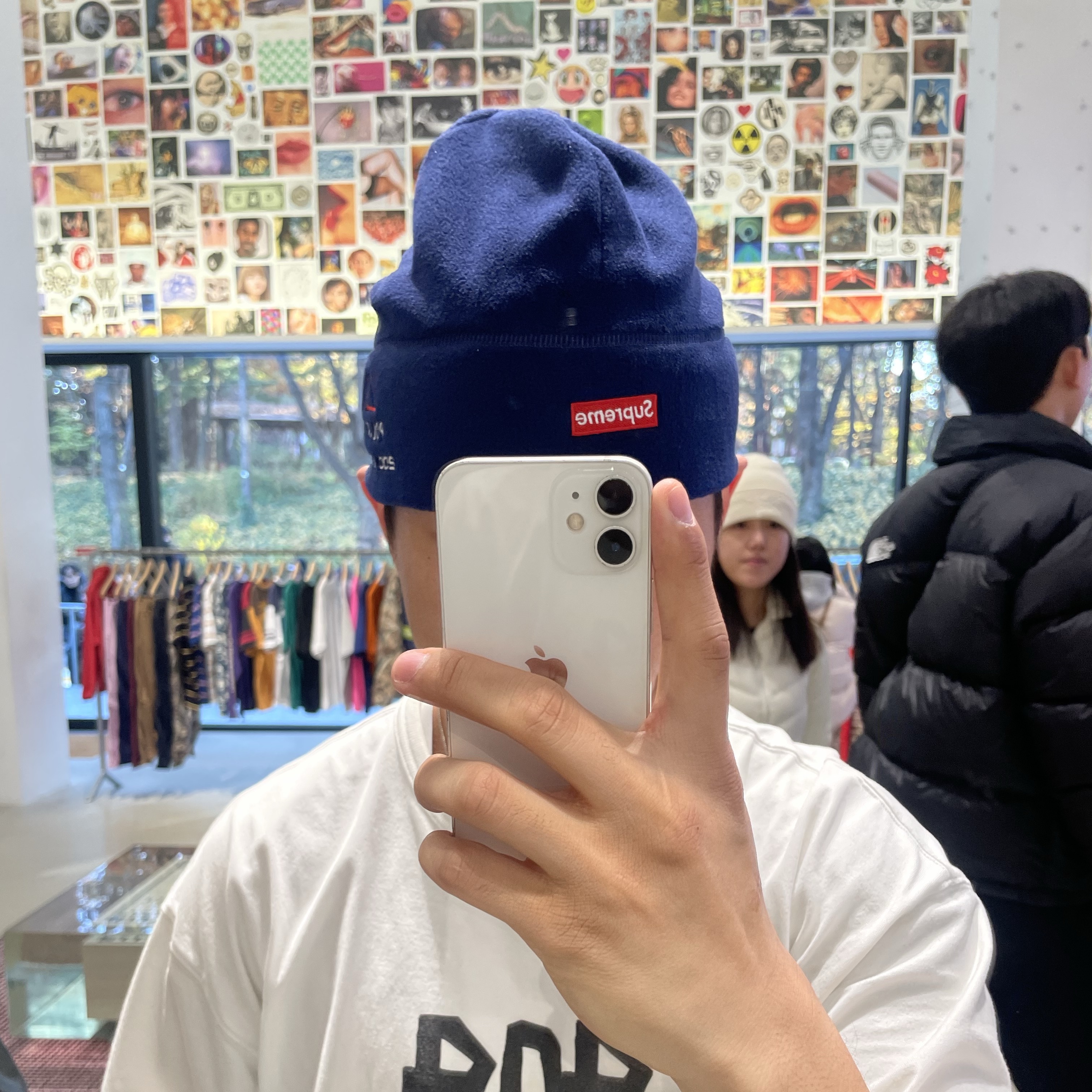 Supreme Polartec Sport Beanie Navy 착용 스타일