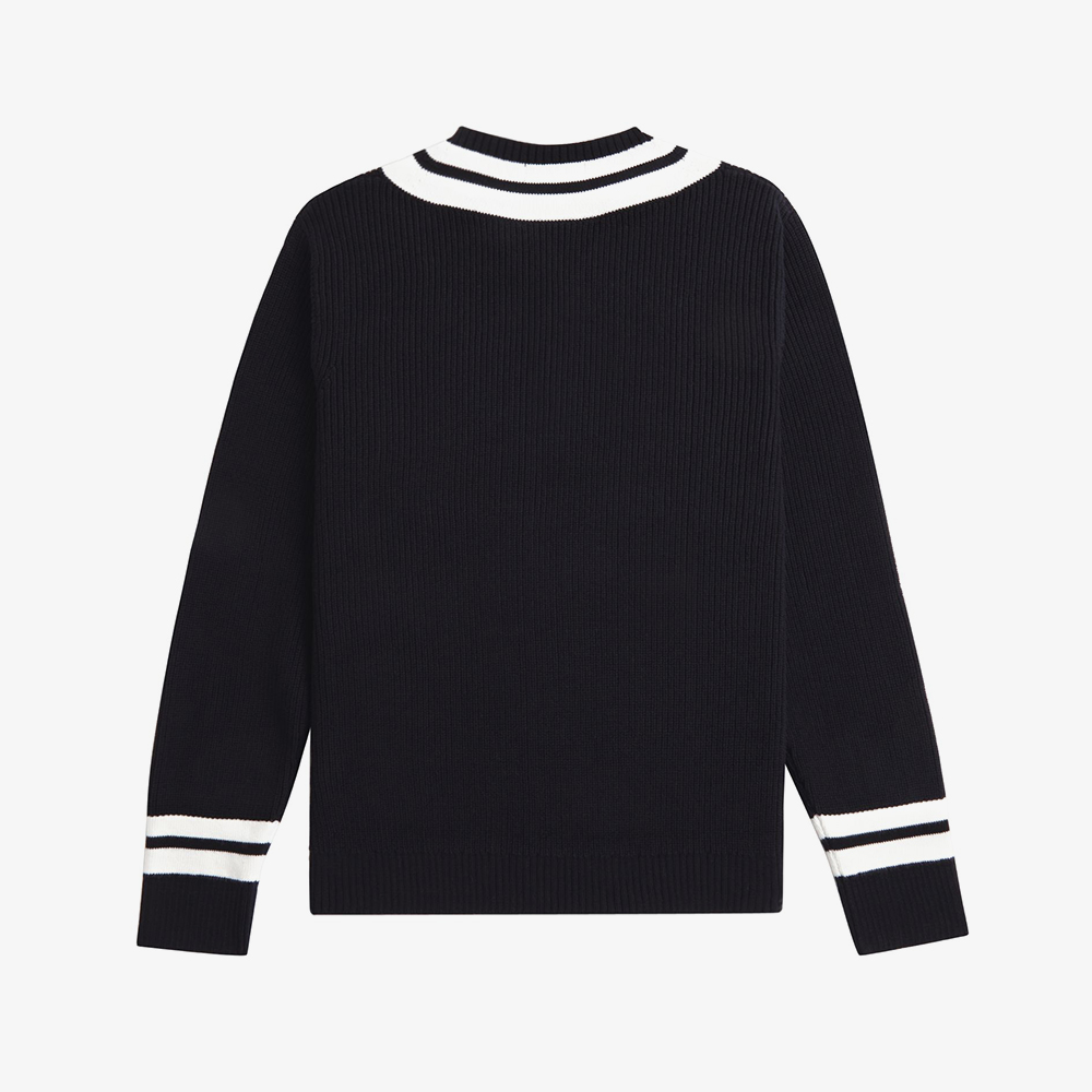 프레드페리 스트라이프 트림 브이넥 니트 블랙(Fred Perry Striped Trim V Neck Knit Black) - 6