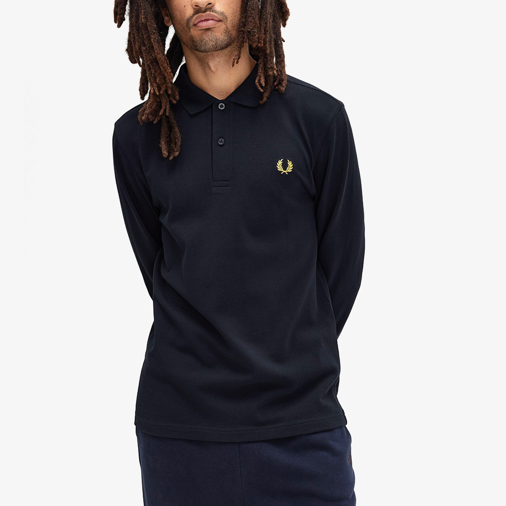 프레드페리 롱 슬리브 플레인 프레드페리 셔츠 네이비/허니콤(Fred Perry Long Sleeve Plain Fred Perry Shirt Navy) - 4